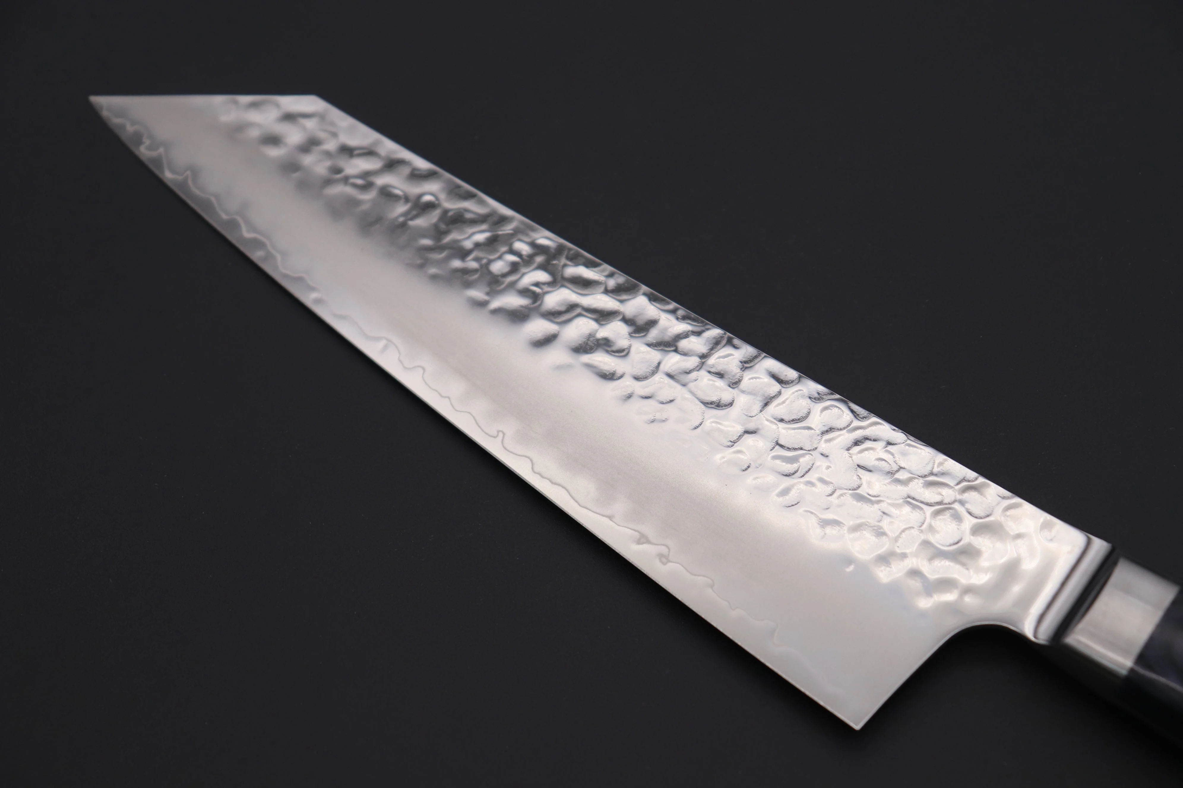 JCK Natures 青雲 Blue Clouds Series BCP-2 AUS10 Tsuchime Hammered Bunka (Kiritsuke) 190mm (7.4 inch, Royal Blue-Purple Pakka Wood Handle) - Image 3