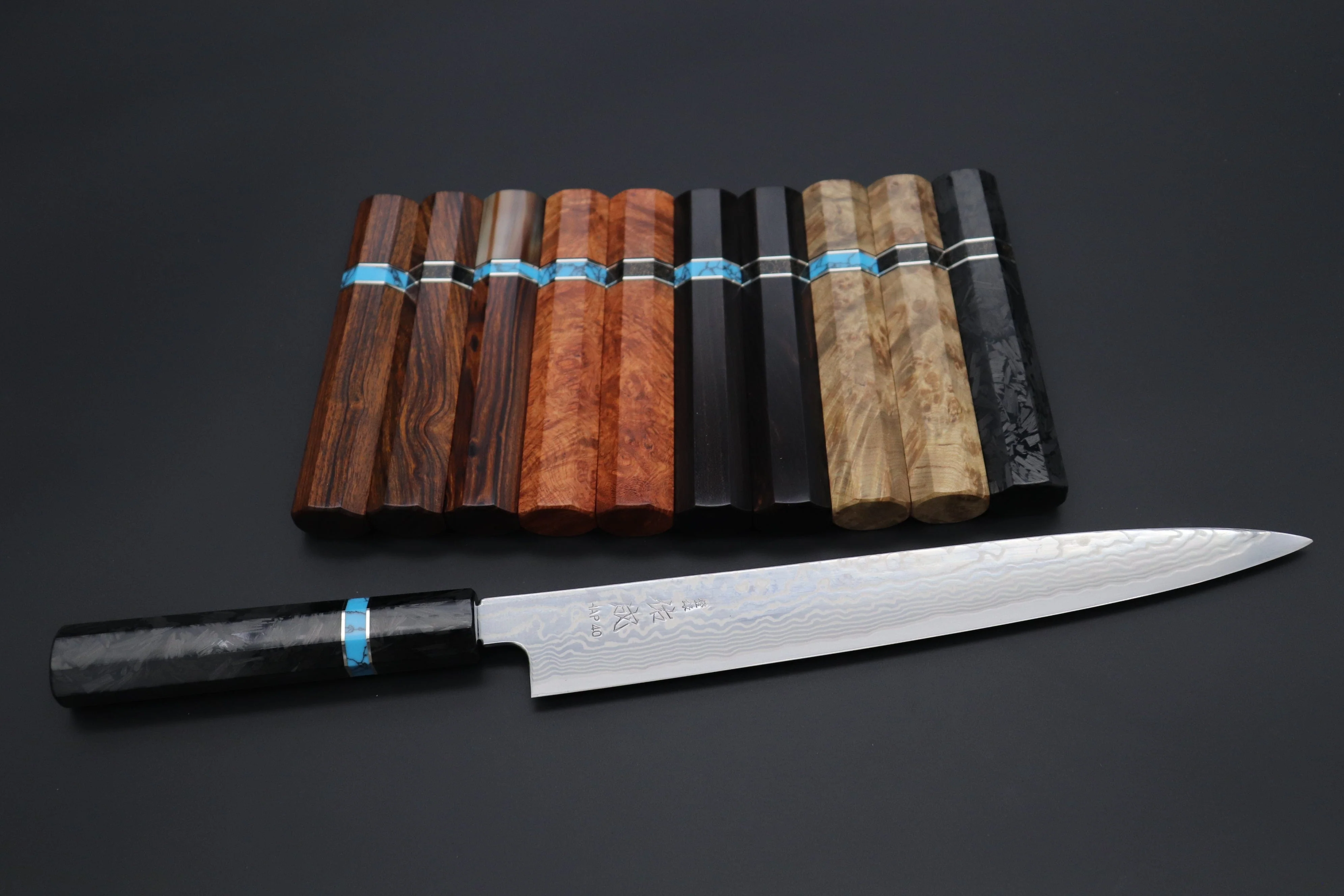 “Build Your Dream Knife” Sukenari HAP-40 Nickel Damascus SNBO-6 Wa Sujihiki 270mm (10.6 Inch)