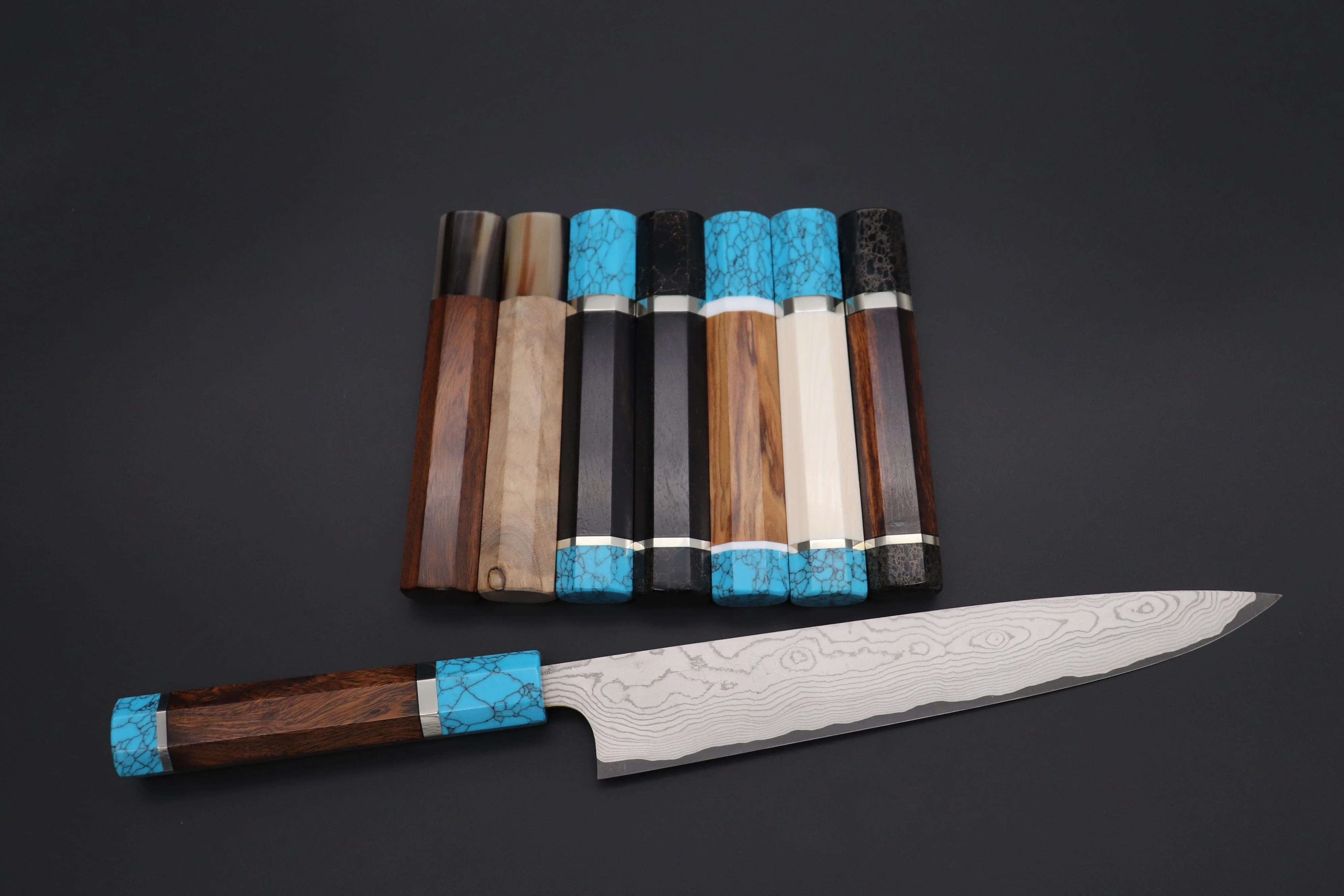 “Build Your Dream Knife” Takeshi Saji VG-10 Custom Black Nickel Damascus TSBO-13 Wa Sujihiki 240mm (9.4 Inch)