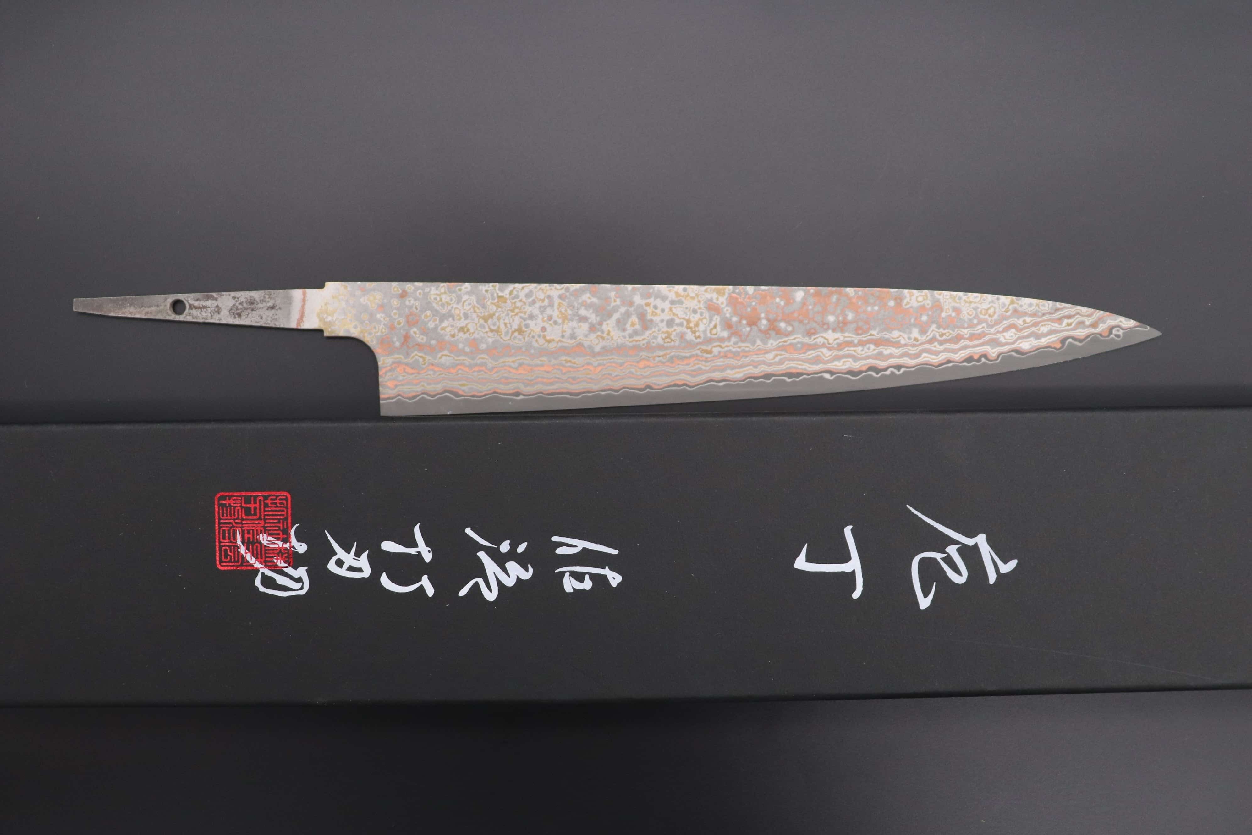 “Build Your Dream Knife” Takeshi Saji VG-10W Custom Rainbow Damascus TSBO-16 Wa Sujihiki 240mm (9.4 Inch) - Image 7