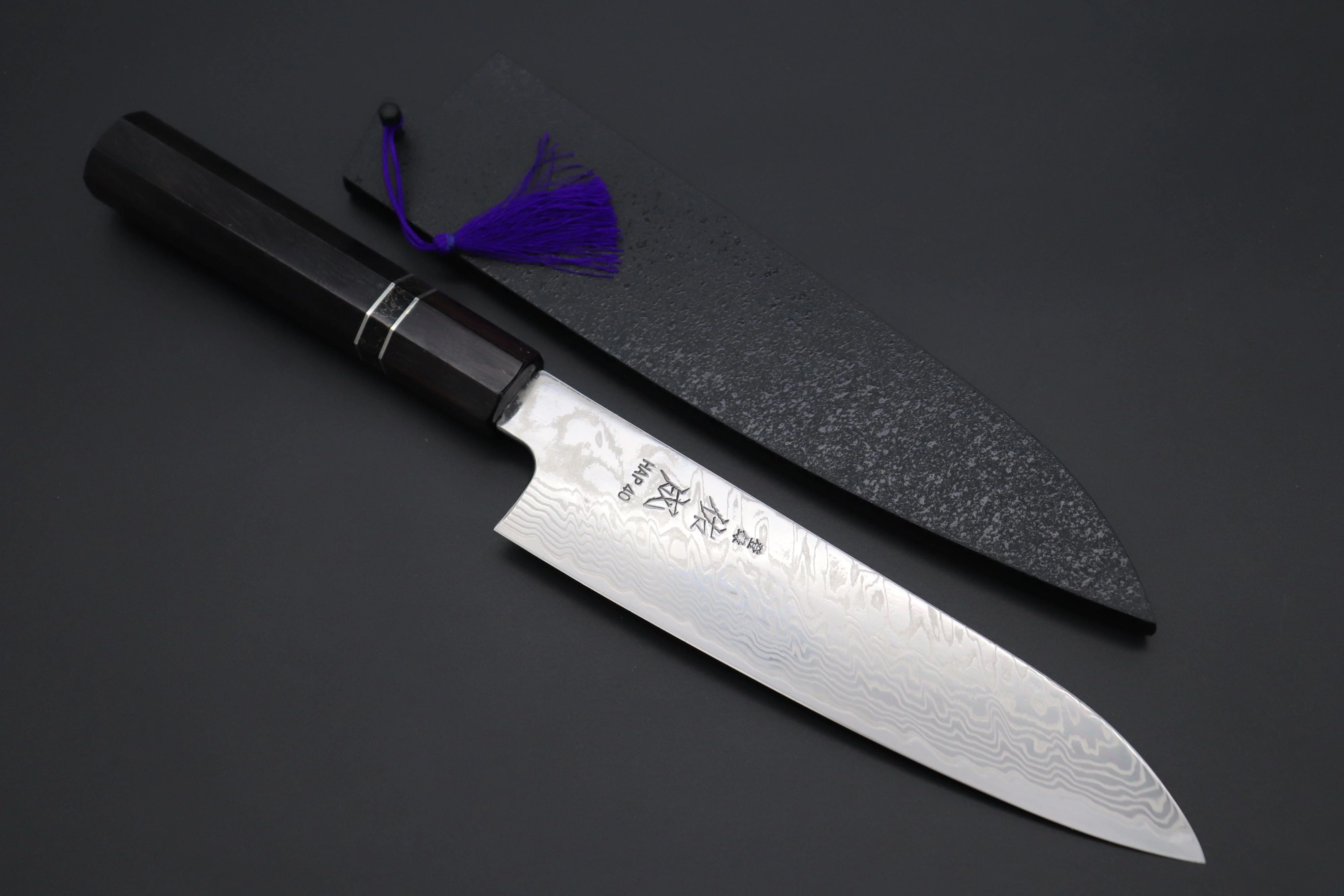 Custom Limited Edition, Sukenari HAP-40 Nickel Damascus Wa Santoku 190mm (7.4 inch, SCL-507)