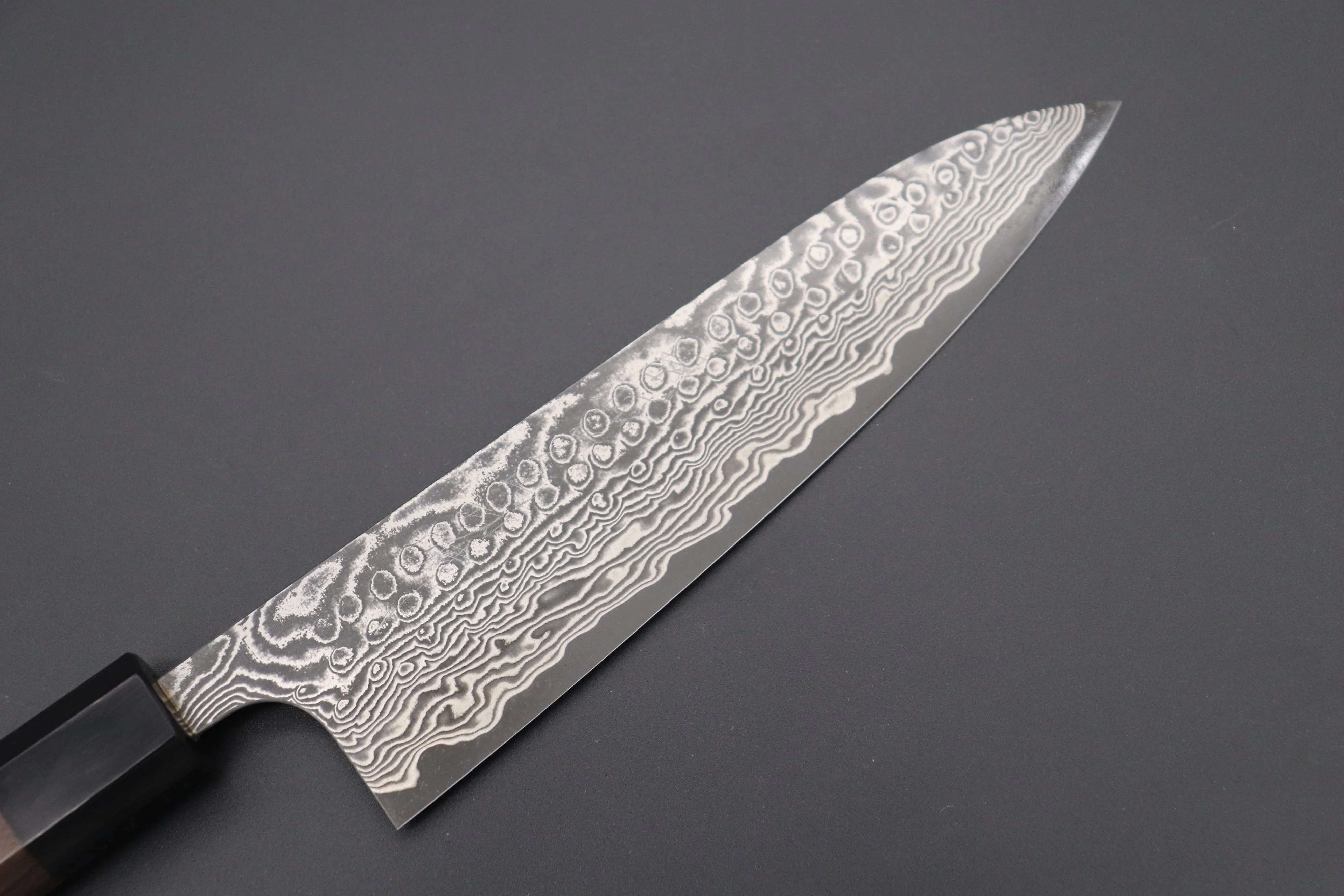 Fu-Rin-Ka-Zan R-2 Damascus Wa Series Wa Gyuto (180mm to 240mm, 3 sizes, Octagon Shaped Red-Sandalwood Handle) - Image 2