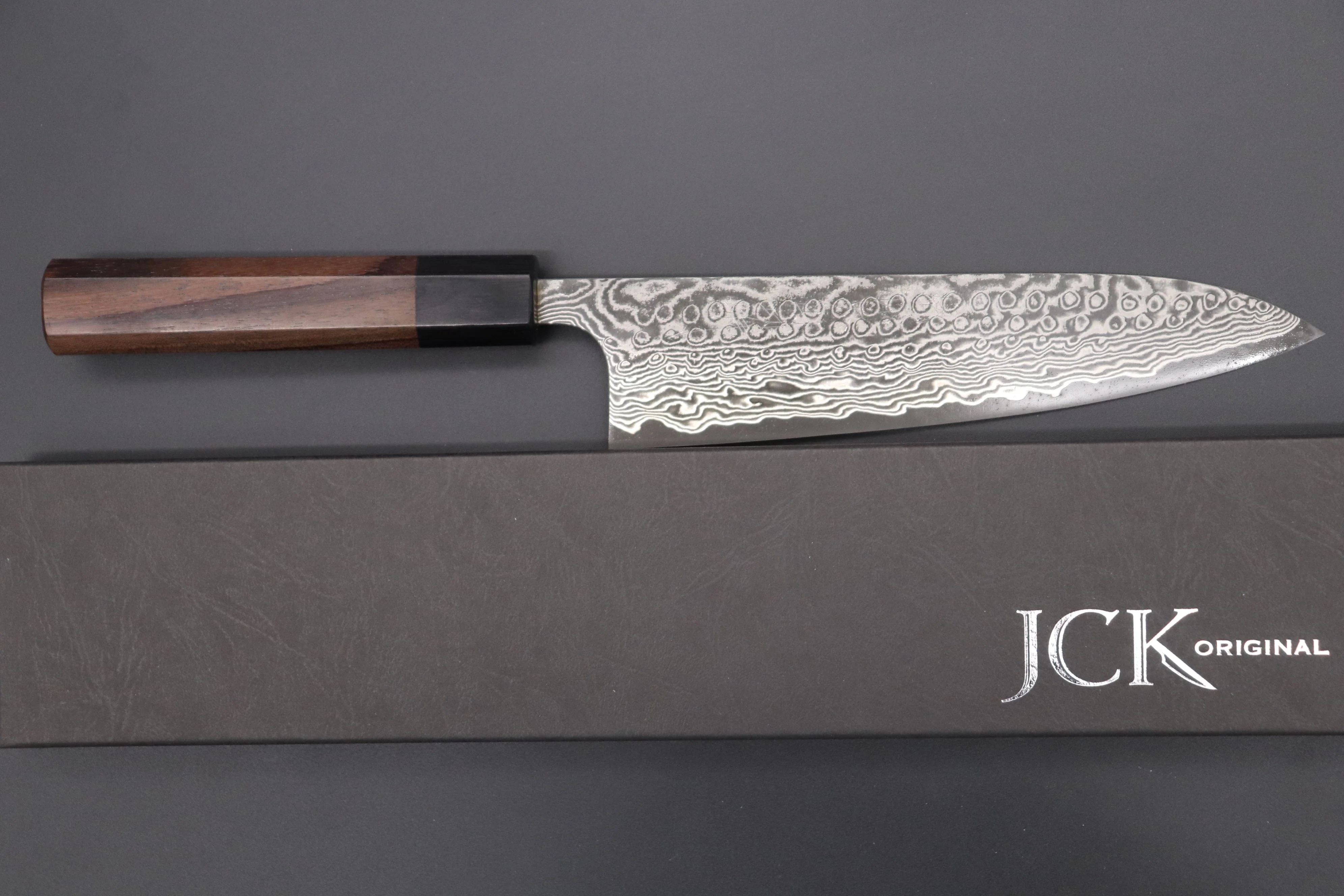 Fu-Rin-Ka-Zan R-2 Damascus Wa Series Wa Gyuto (180mm to 240mm, 3 sizes, Octagon Shaped Red-Sandalwood Handle) - Image 8