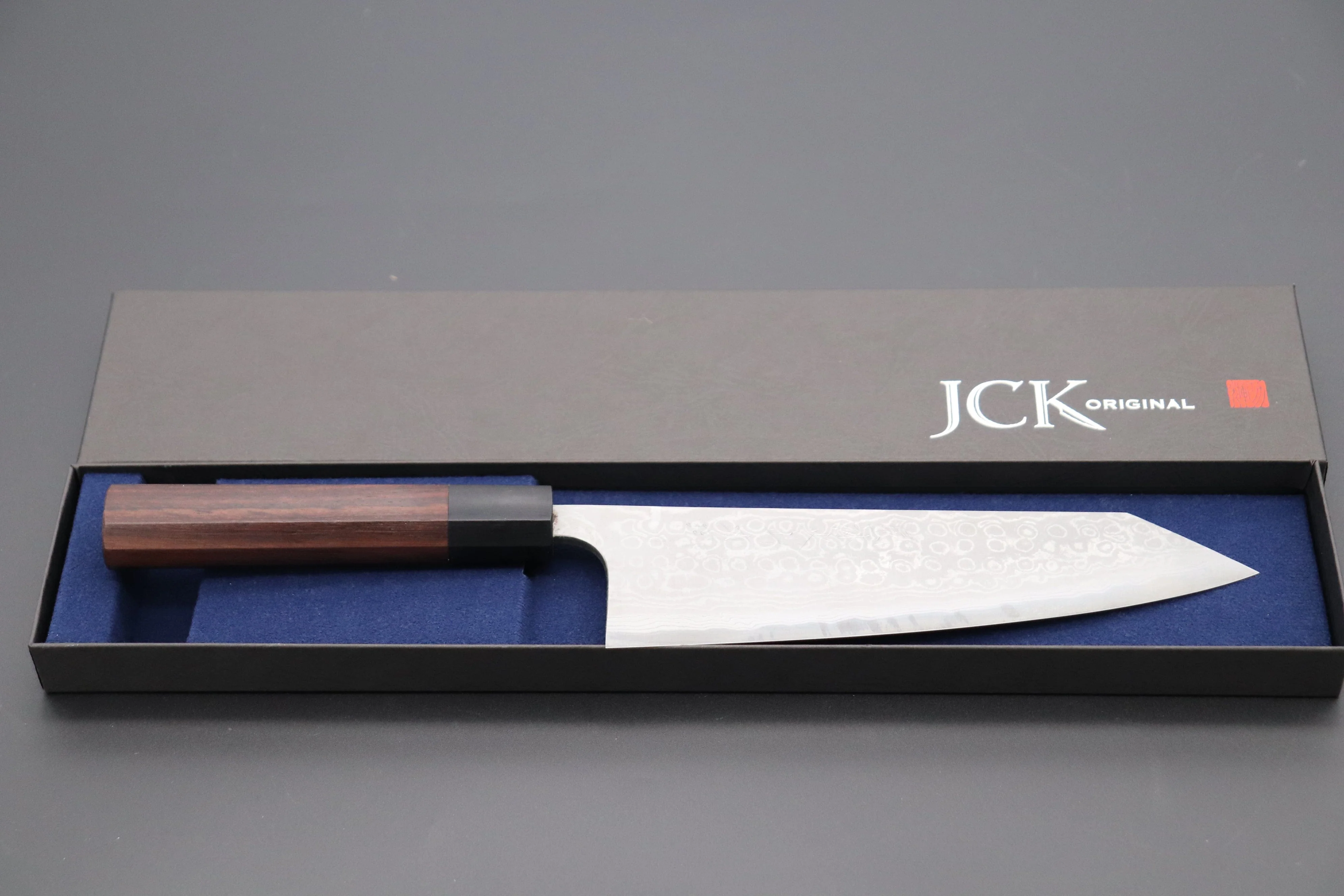Fu-Rin-Ka-Zan Aogami Super Custom Damascus Series FASD-7 Bunka 190mm (7.4 inch, Octagonal Red-Sandalwood Handle) - Image 8