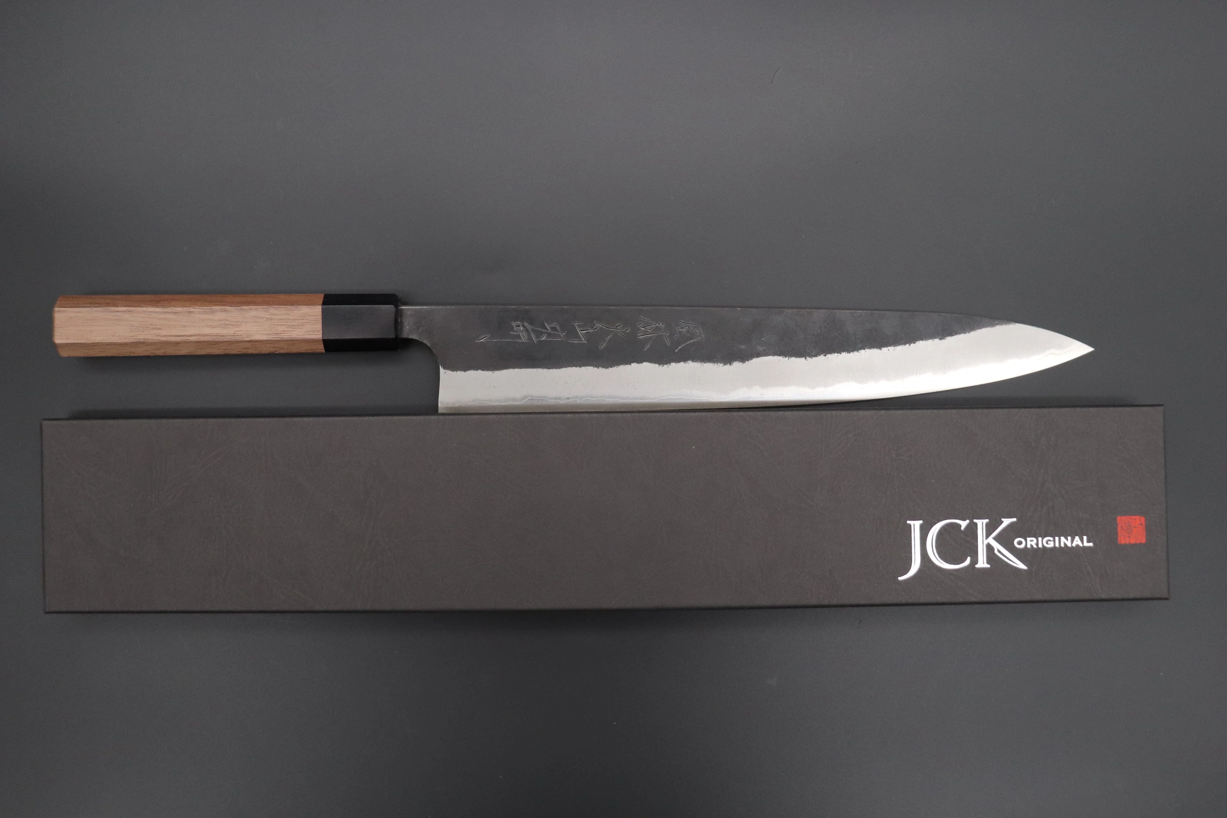 Fu-Rin-Ka-Zan Aogami Super Kurouchi Series Wa Sujihiki (240mm & 270mm, 2 Sizes, Octagon Shaped Walnut-Wood Handle) - Image 8