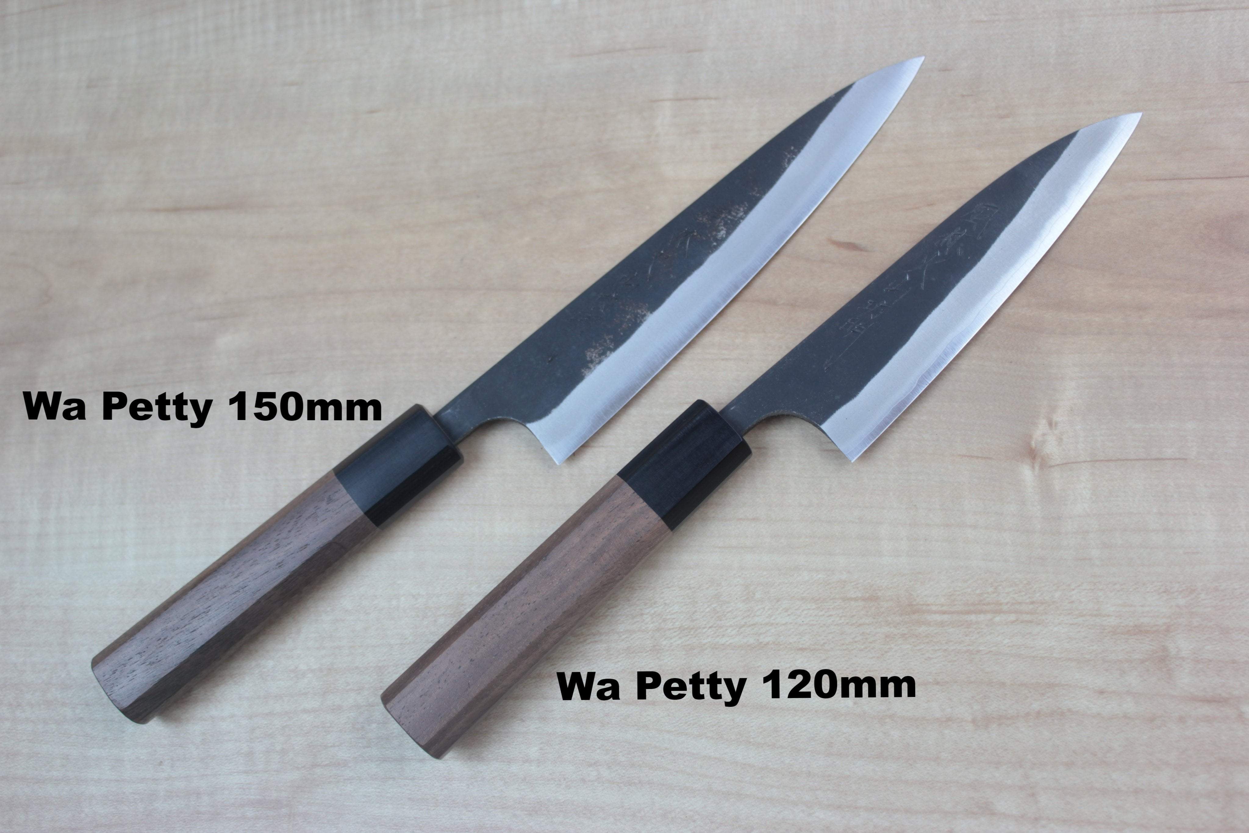 Fu-Rin-Ka-Zan Aogami Super Kurouchi Series Wa Petty (120mm and 150mm, 2 sizes, Octagon Shaped Walnut-Wood Handle) - Image 5