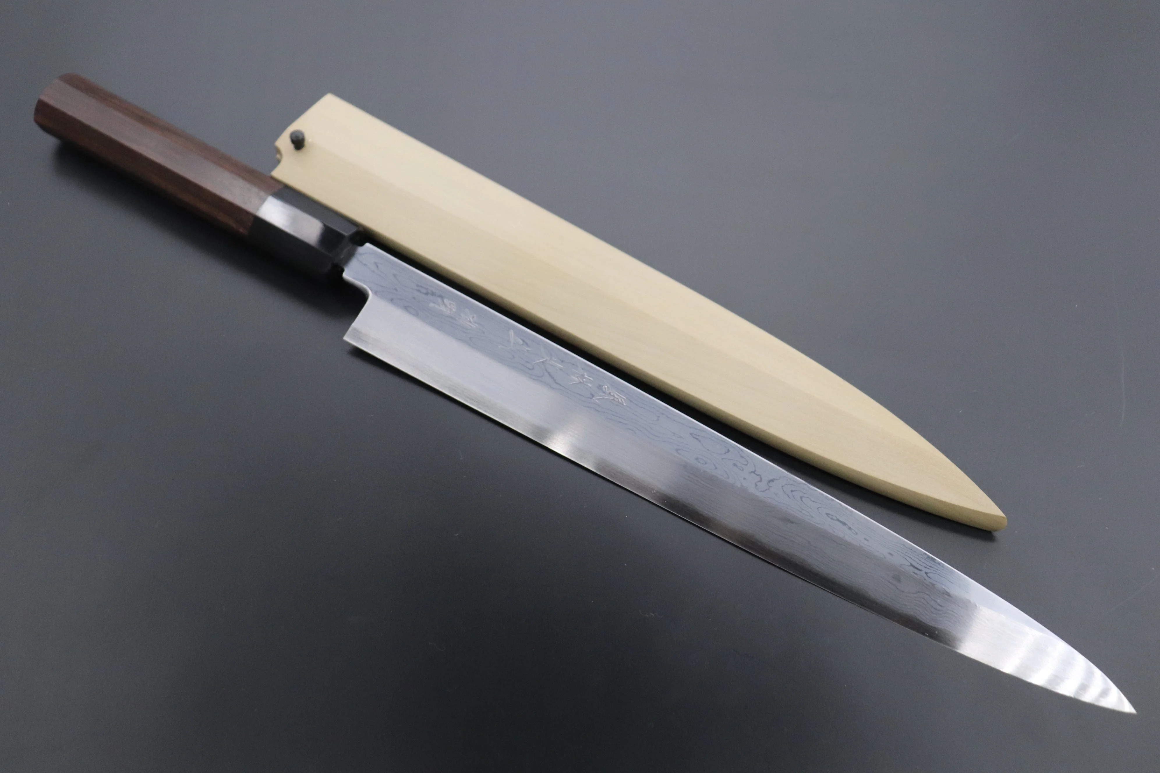 Fu-Rin-Ka-Zan Limited, Blue Steel No.1 Suminagashi Yanagiba (270mm and Yanagiba 300mm, 2 Sizes)