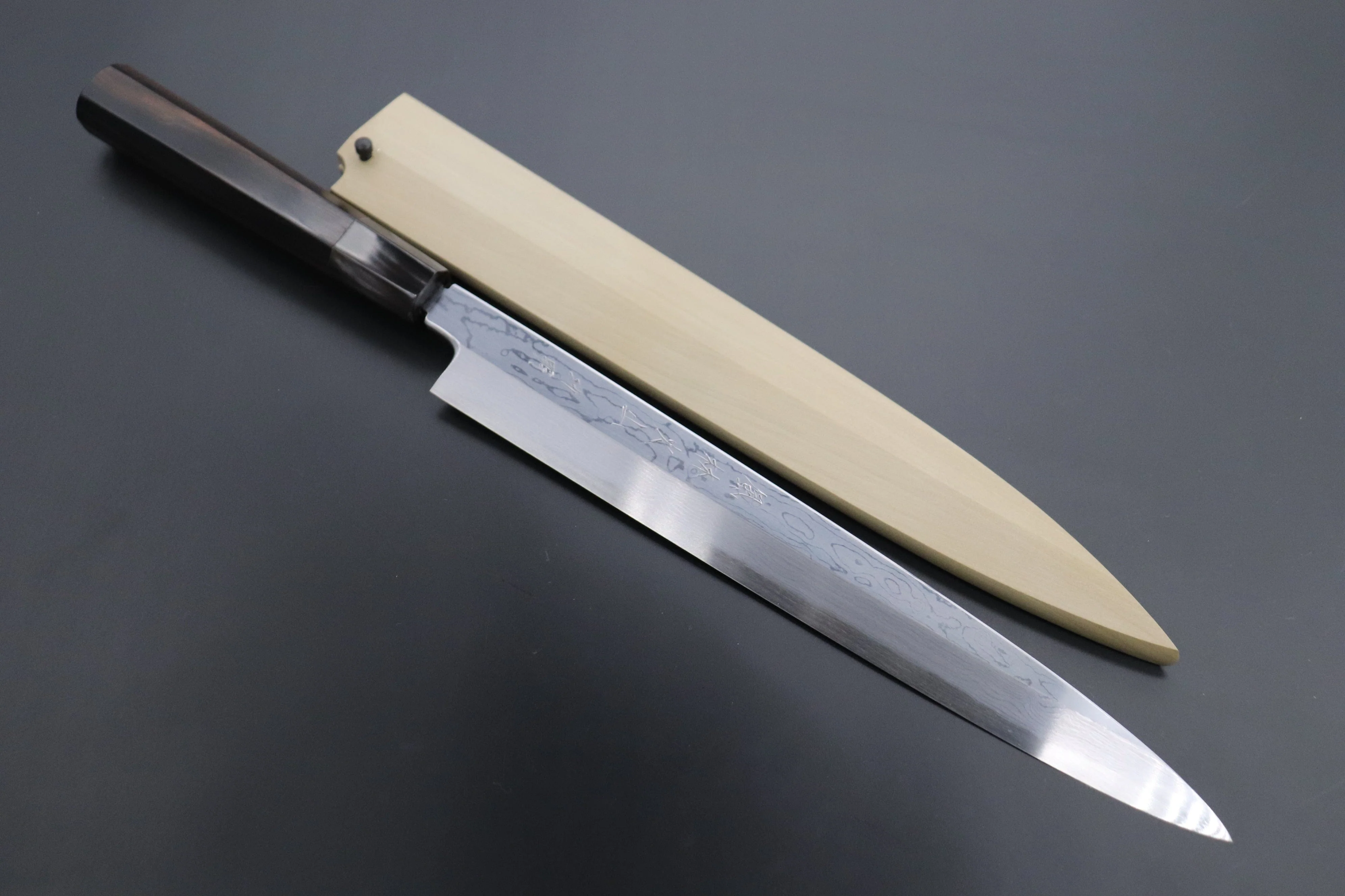 Fu-Rin-Ka-Zan Limited, Blue Steel No.1 Suminagashi Yanagiba (270mm and Yanagiba 300mm, 2 Sizes) - Image 8