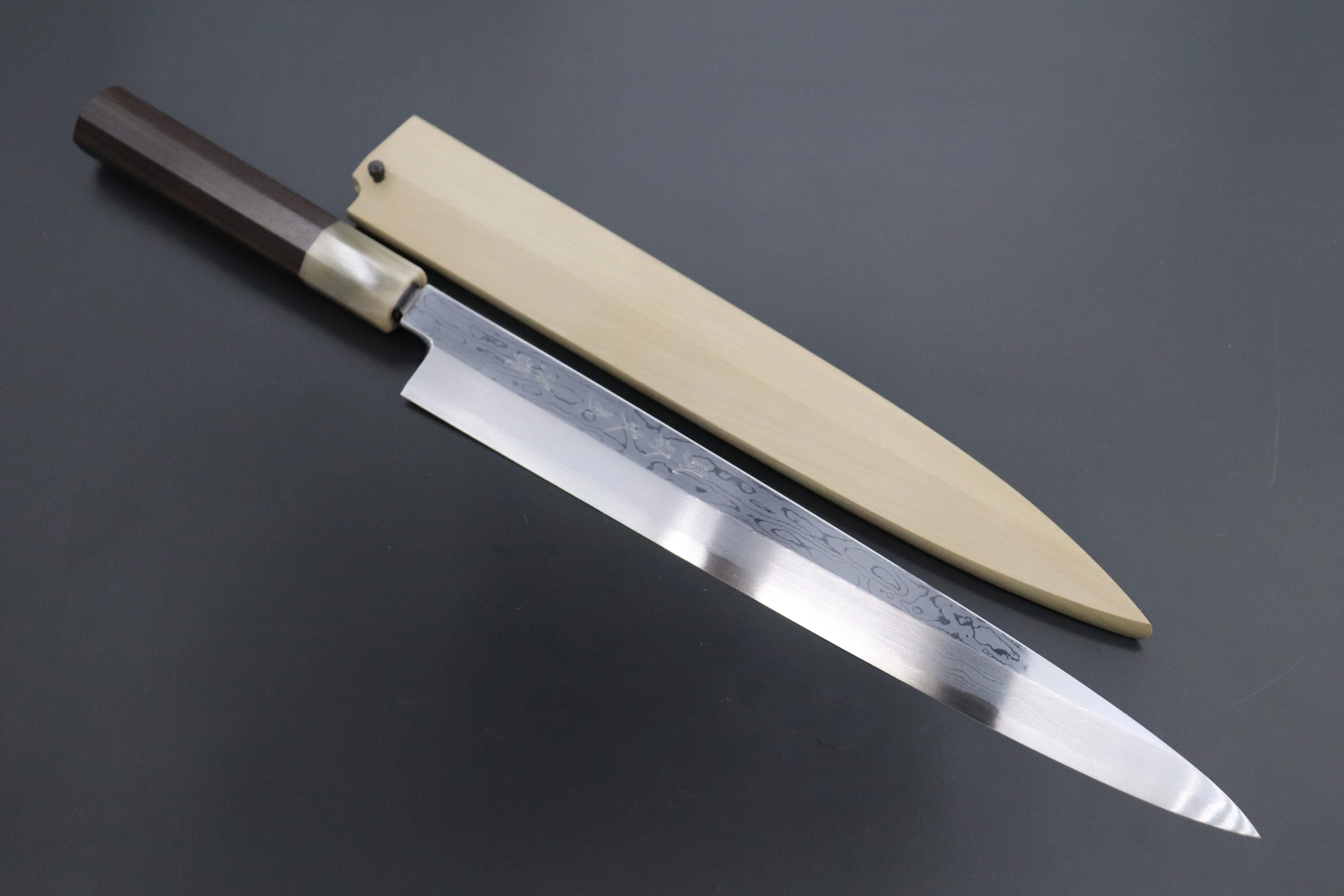 Fu-Rin-Ka-Zan Limited, Blue Steel No.1 Suminagashi Yanagiba (270mm and Yanagiba 300mm, 2 Sizes) - Image 9