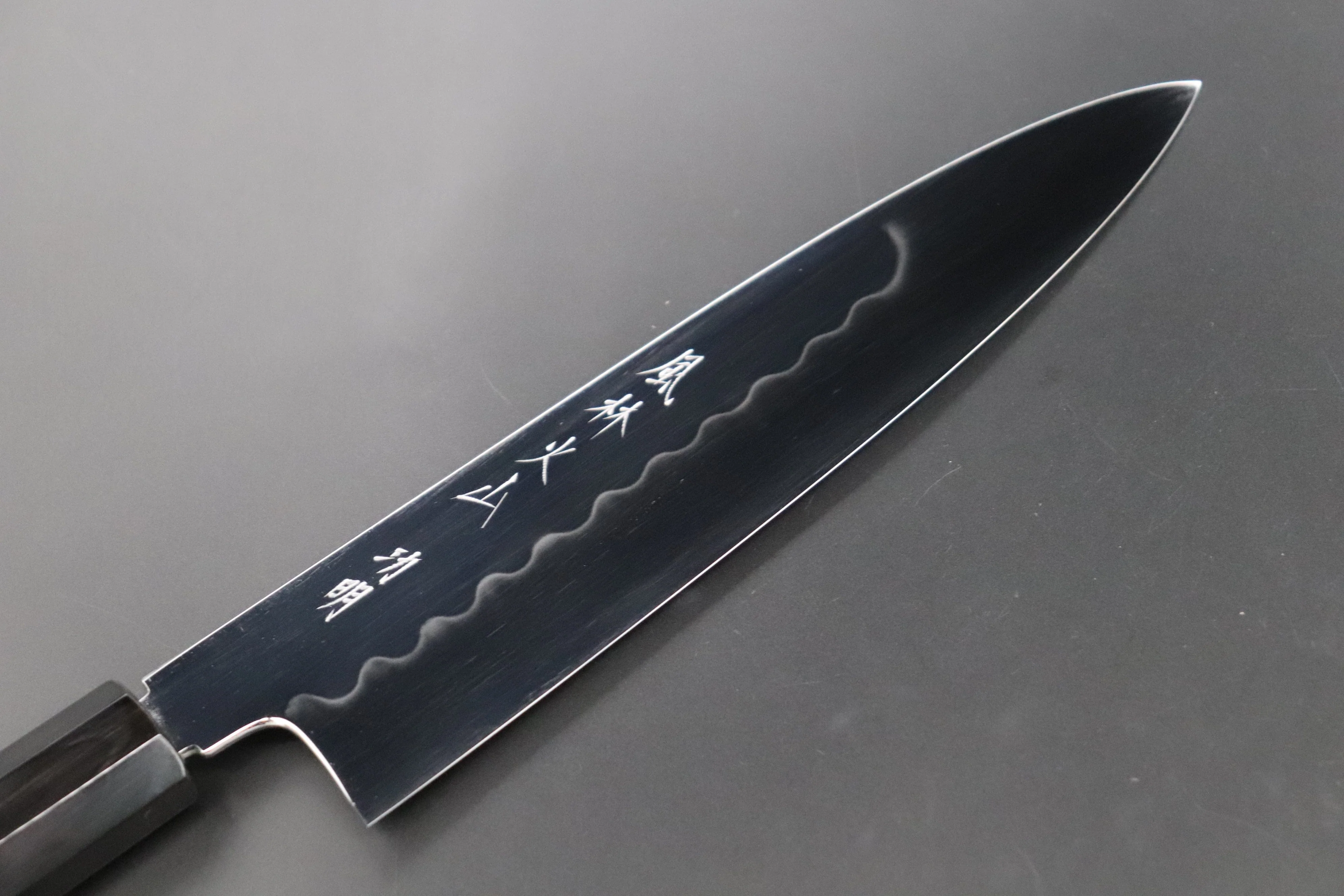 Fu-Rin-Ka-Zan Limited, FSO-92 Honyaki White Steel No.3 Wa Gyuto 210mm (8.2 inch, Perfectly Mirror Polished Blade, Octagonal Ebonywood Handle) - Image 2