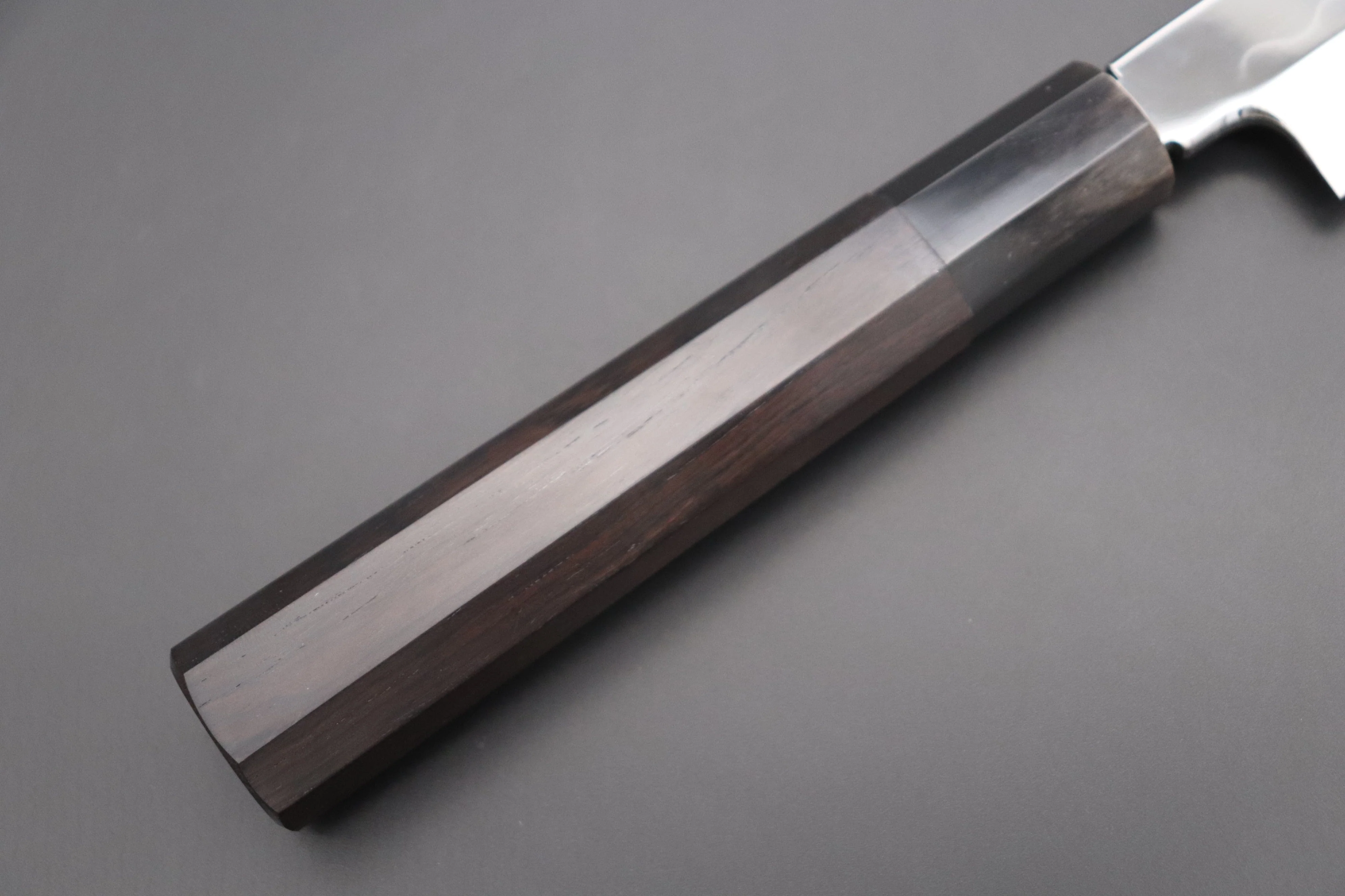 Fu-Rin-Ka-Zan Limited, Honyaki White Steel No.3 Yanagiba (270mm or 300mm, Perfectly Mirror Polished Blade for Face Side blade, Octagon Shaped Ebonywood Handle) - Image 3