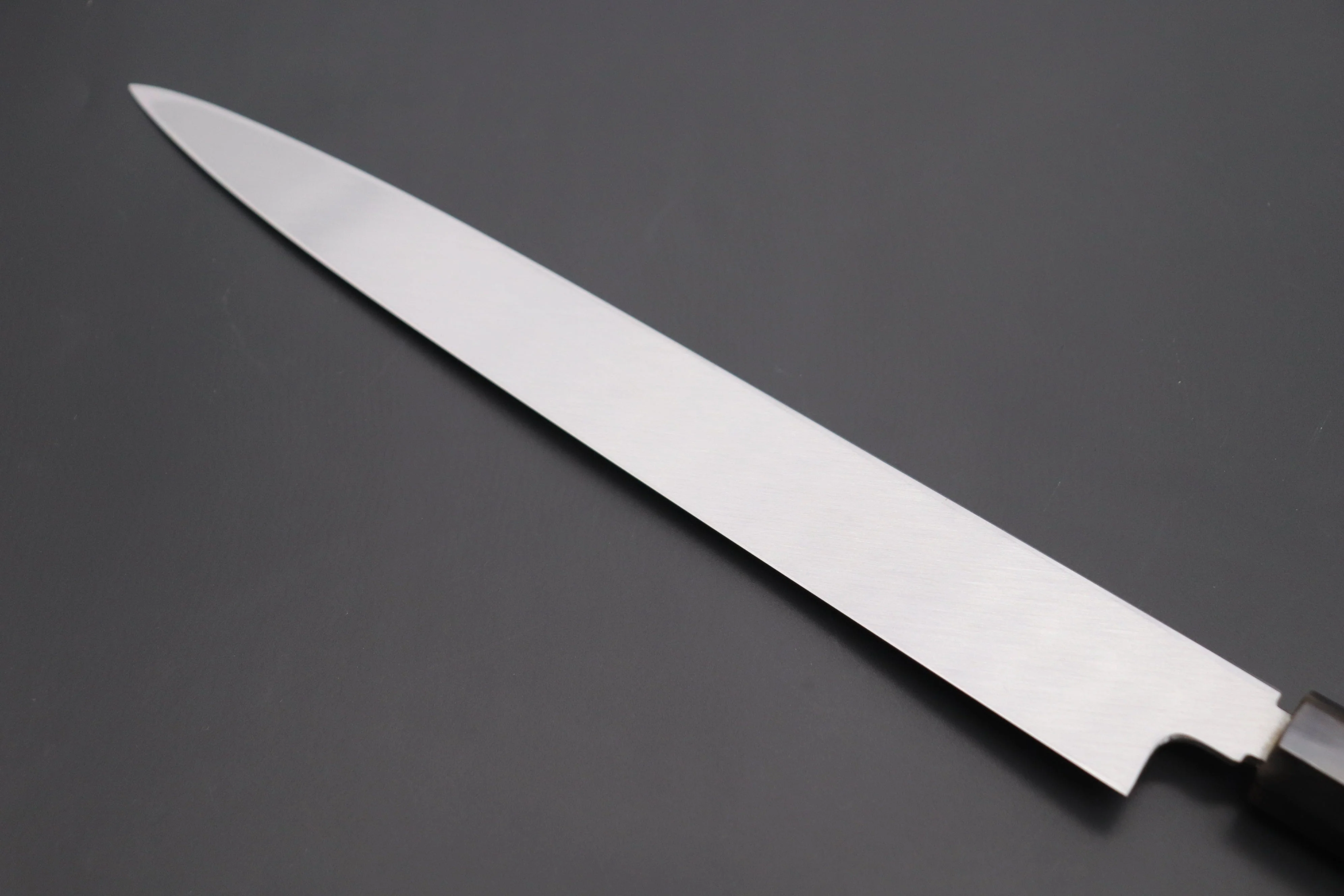 Fu-Rin-Ka-Zan Limited, Honyaki White Steel No.3 Yanagiba (270mm or 300mm, Perfectly Mirror Polished Blade for Face Side blade, Octagon Shaped Ebonywood Handle) - Image 5
