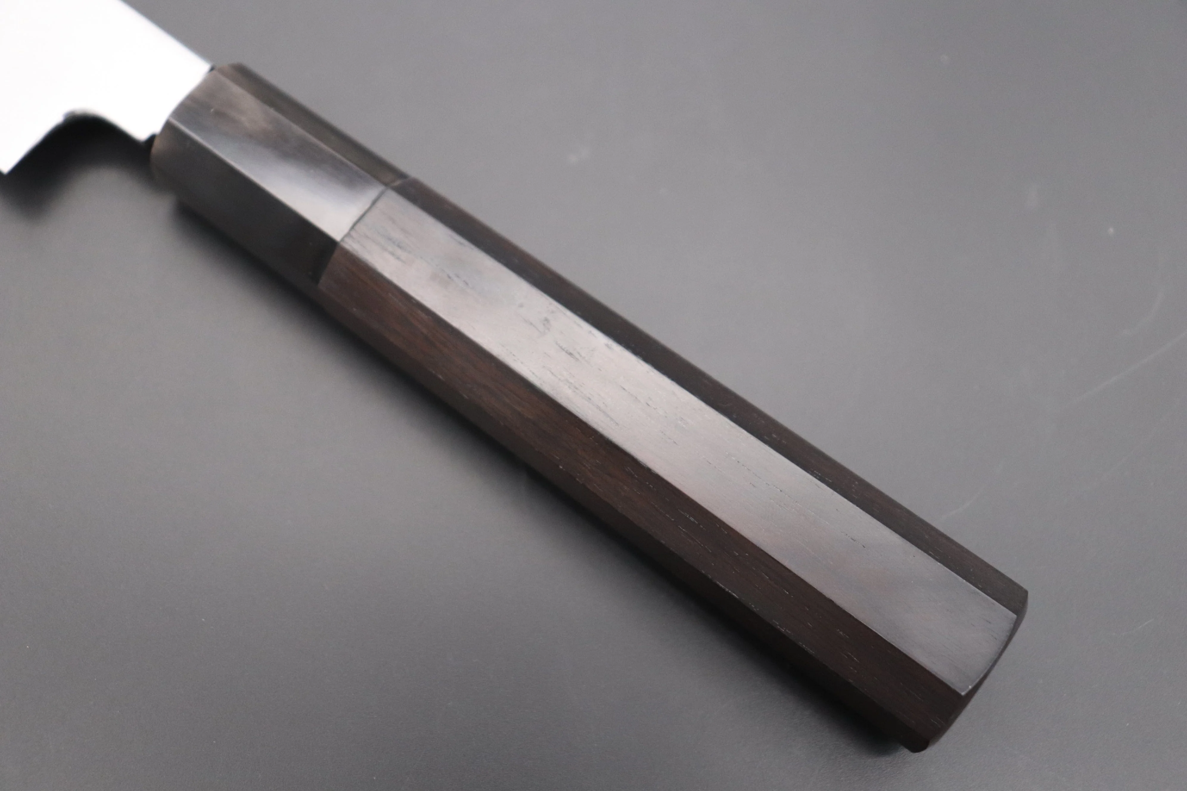 Fu-Rin-Ka-Zan Limited, Honyaki White Steel No.3 Yanagiba (270mm or 300mm, Perfectly Mirror Polished Blade for Face Side blade, Octagon Shaped Ebonywood Handle) - Image 7