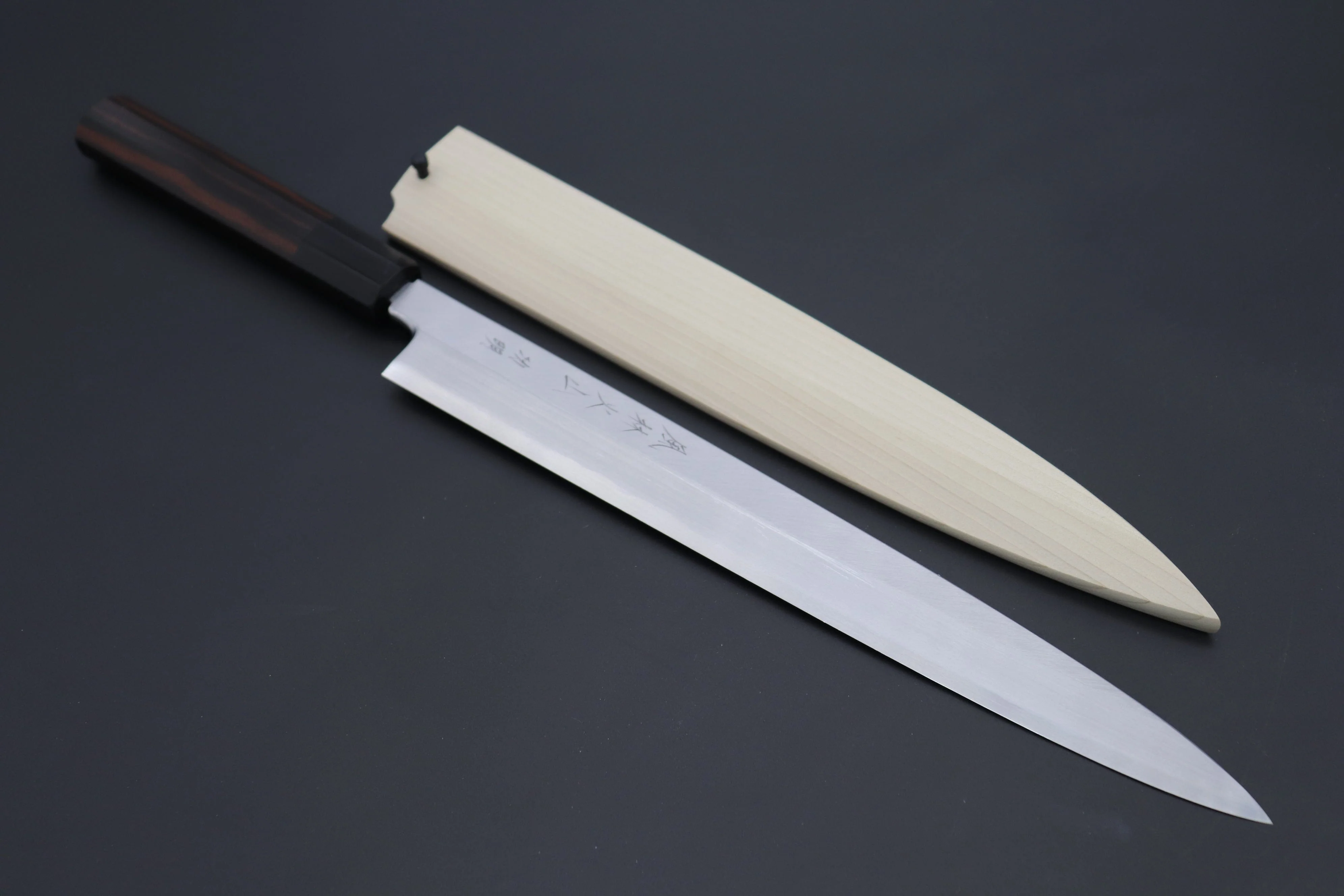 Fu-Rin-Ka-Zan Limited, Hon Kasumi White Steel No.1 Yanagiba (270mm or 300mm, Octagonal Ebonywood Handle) - Image 10