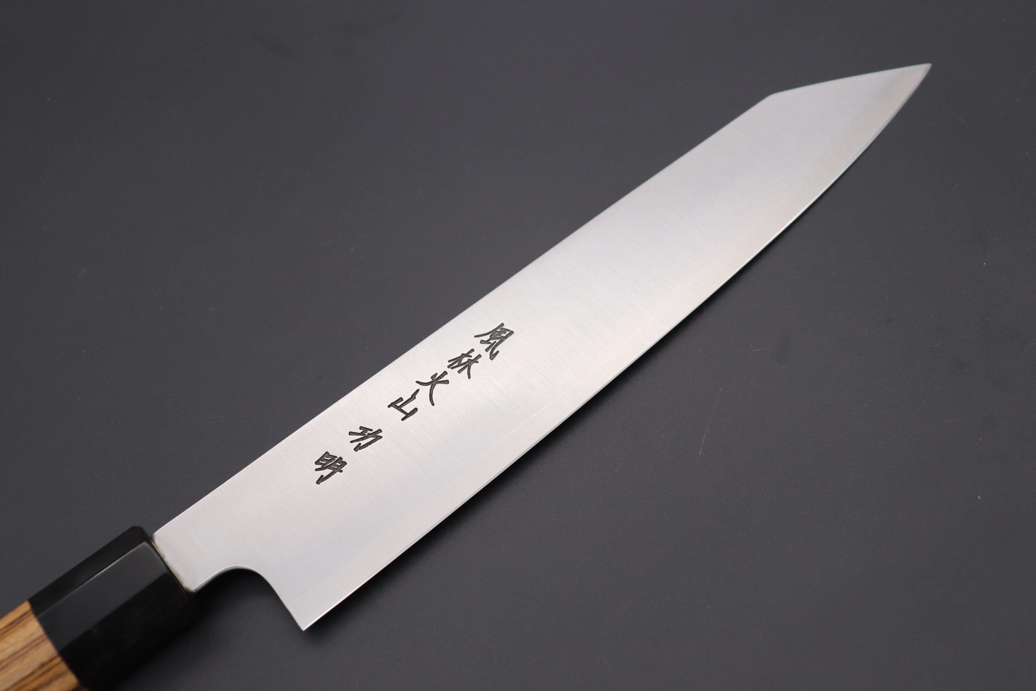 Fu-Rin-Ka-Zan R-2 Clad Wa Series Special Kiritsuke-Slicer (240mm and 270mm, 2 sizes, Narrower Blade Width, Octagon Shaped Bocote Wood Handle) - Image 2
