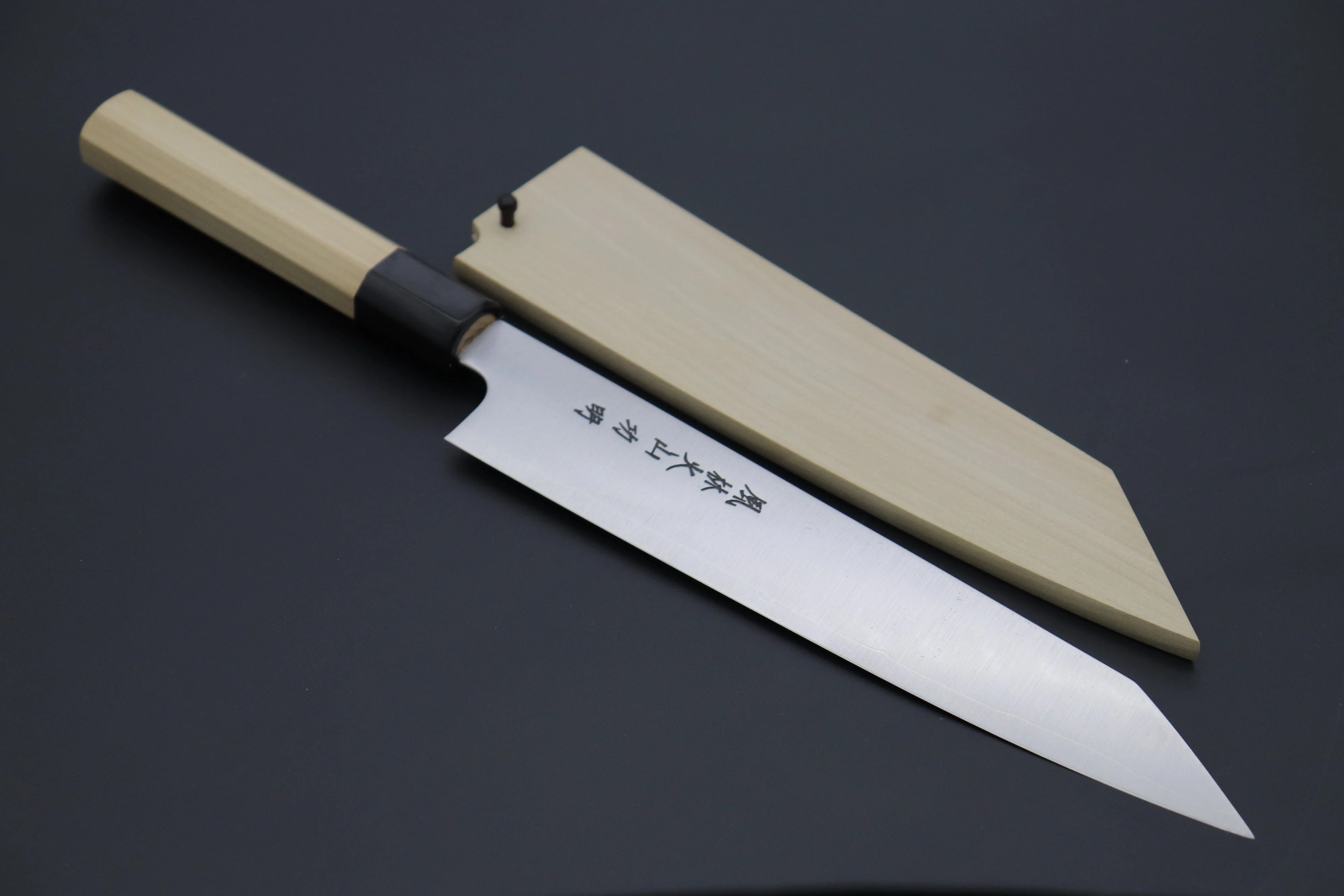 Fu-Rin-Ka-Zan R-2 Clad Wa Series Special Kiritsuke-Slicer (240mm and 270mm, 2 sizes, Narrower Blade Width, Octagon Shaped Magnolia Wood Handle)
