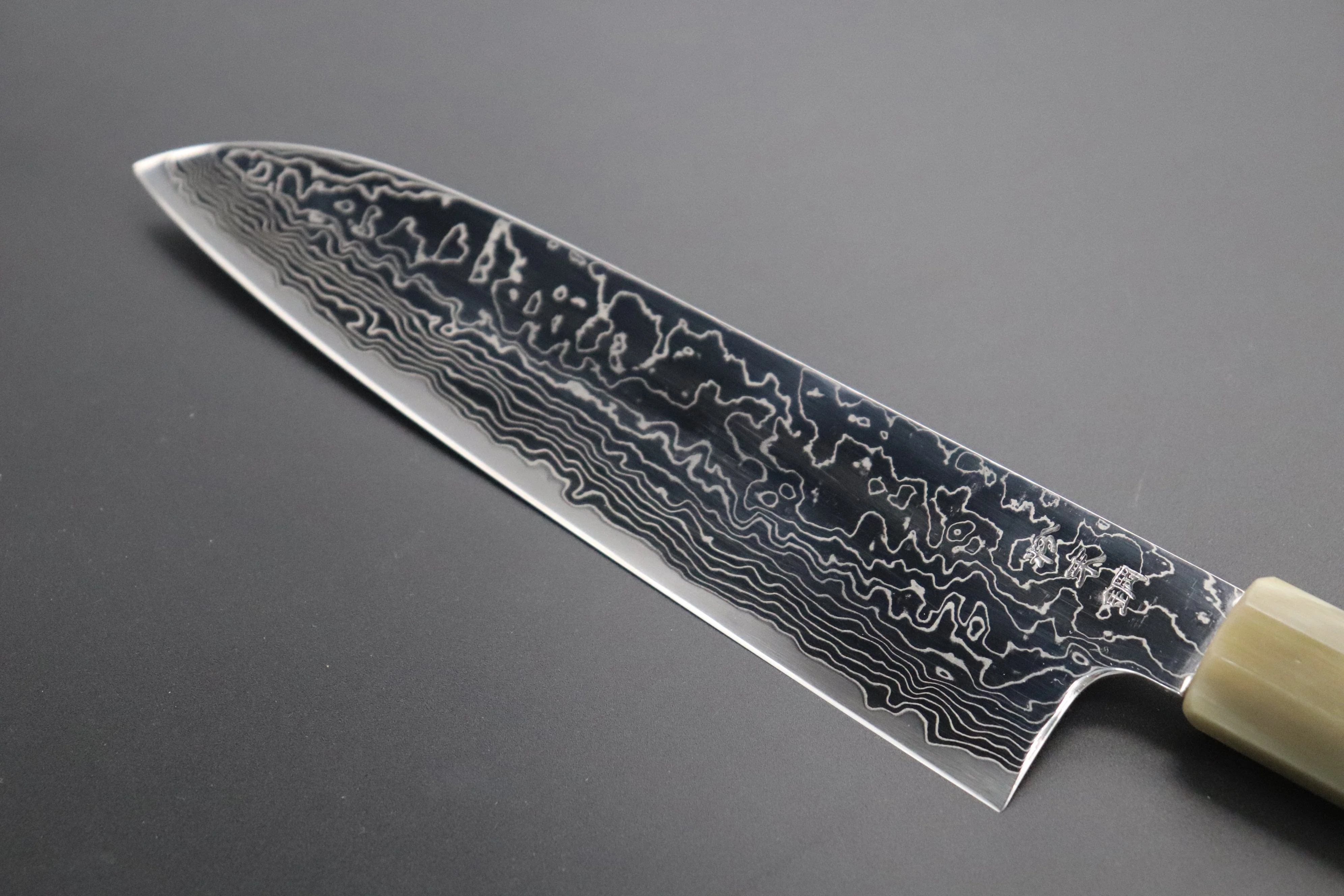 Fu-Rin-Ka-Zan R-2 Damascus Wa Series FRD-SB Wa Santoku 190mm (7.4 inch, Octagon Shaped Bocote Wood Handle) - Image 7