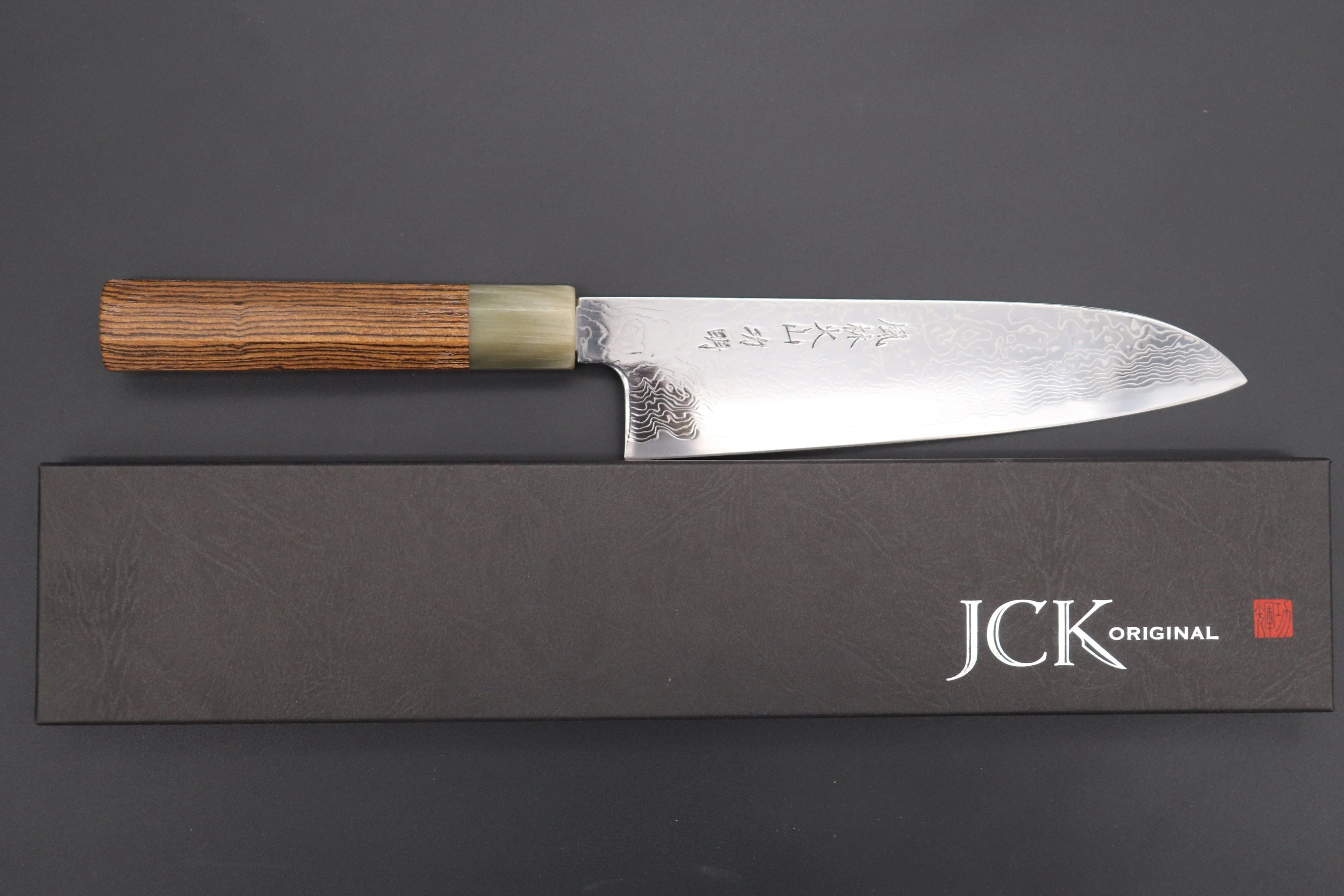 Fu-Rin-Ka-Zan R-2 Damascus Wa Series FRD-SB Wa Santoku 190mm (7.4 inch, Octagon Shaped Bocote Wood Handle) - Image 8