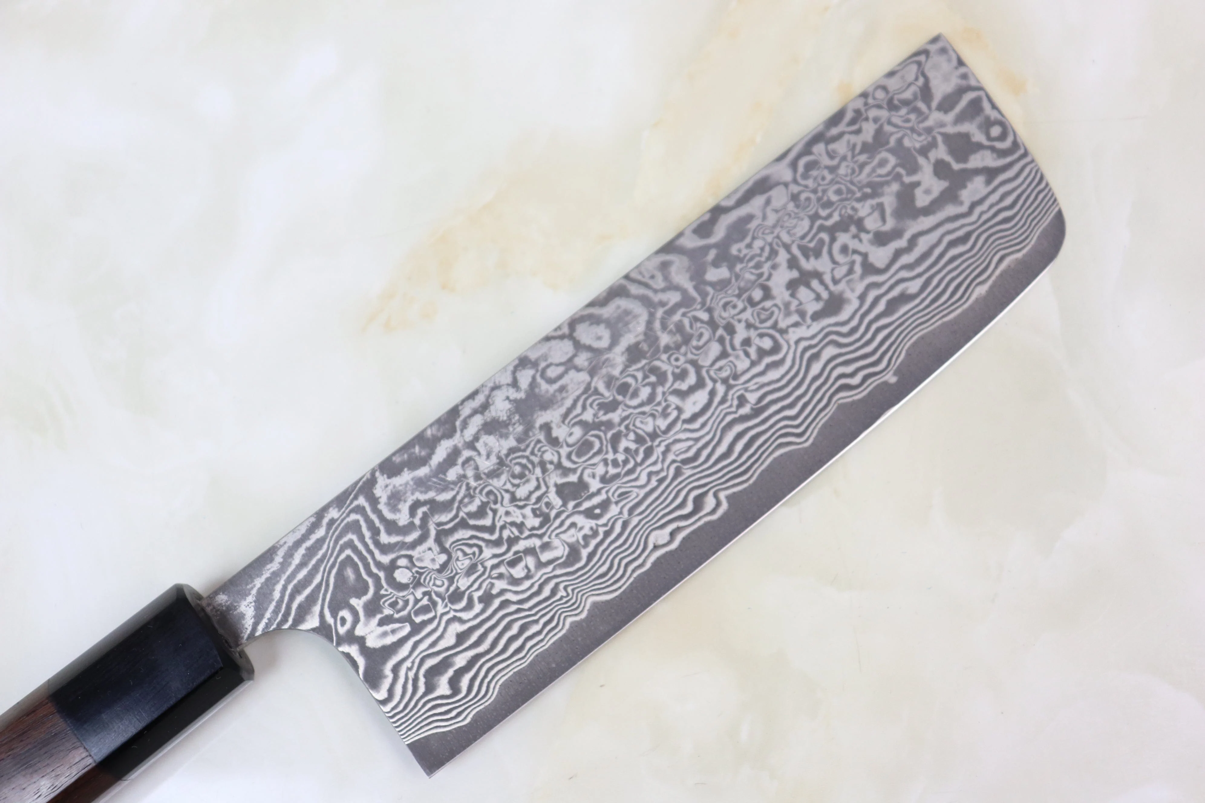 Fu-Rin-Ka-Zan R-2 Damascus Wa Series FRN-4 Nakiri 165mm (6.4 inch, Octagon Shaped Red-Sandalwood Handle) - Image 2