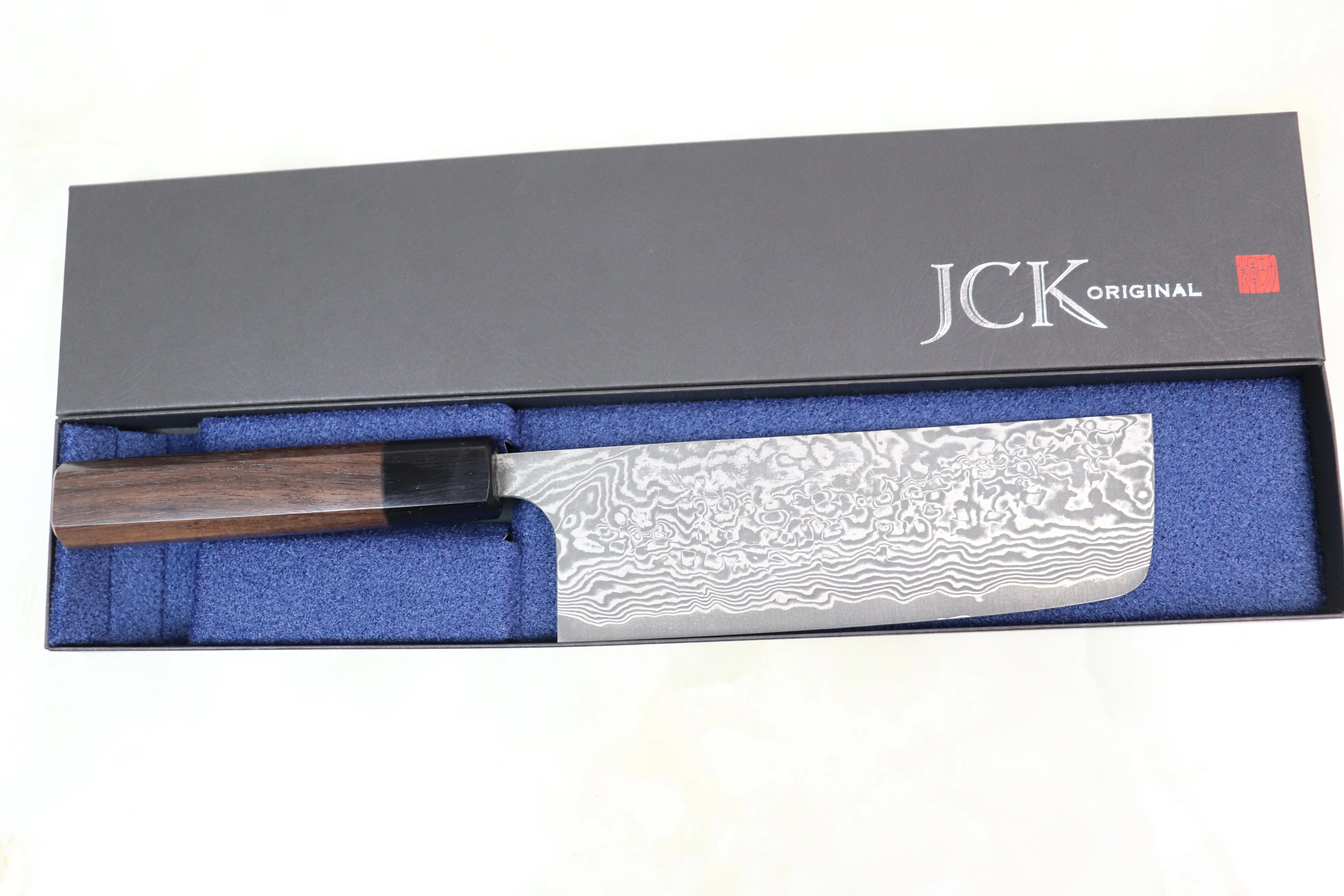 Fu-Rin-Ka-Zan R-2 Damascus Wa Series FRN-4 Nakiri 165mm (6.4 inch, Octagon Shaped Red-Sandalwood Handle) - Image 6