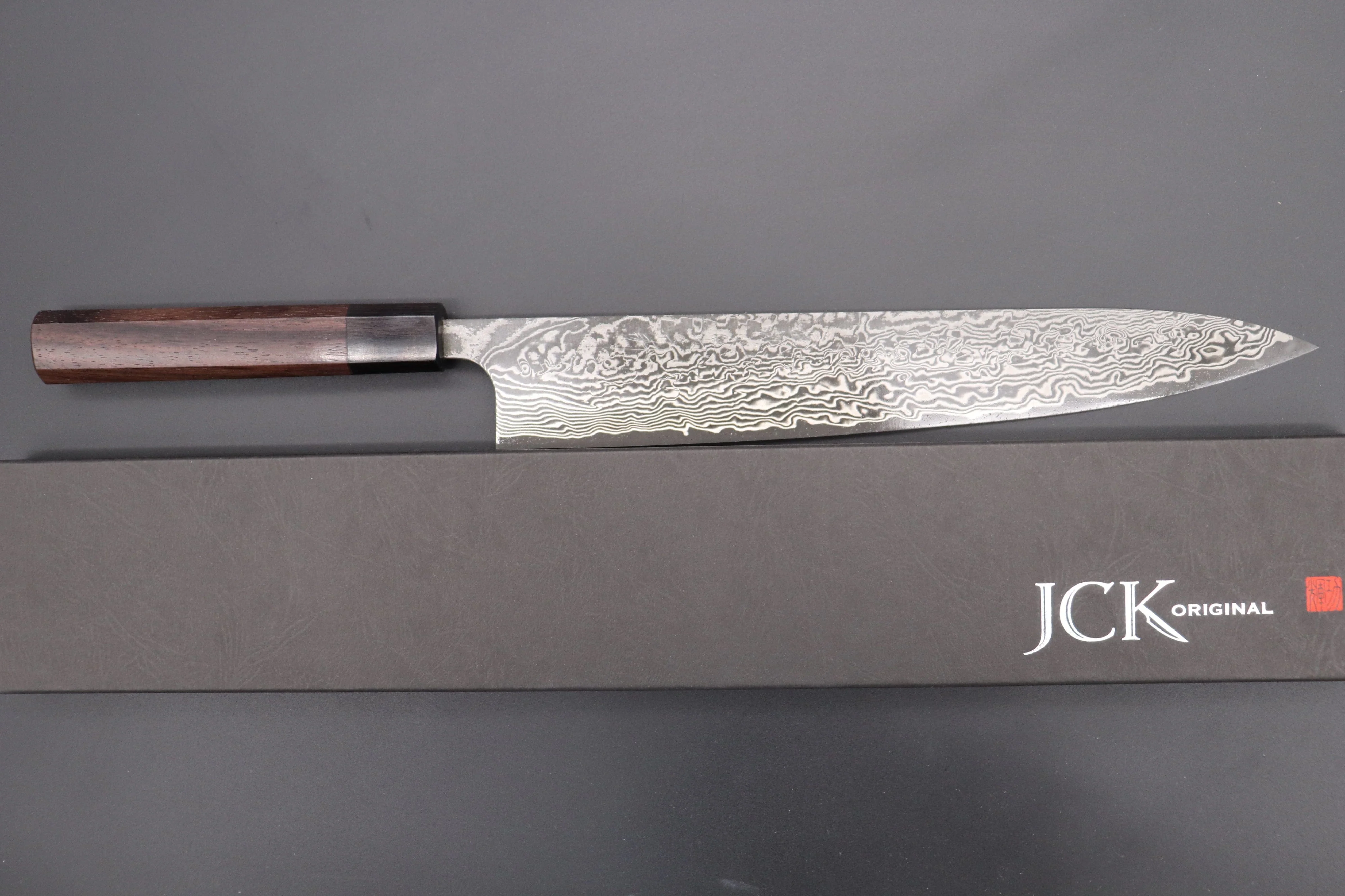 Fu-Rin-Ka-Zan R-2 Damascus Wa Series FRN-8 Wa Sujihiki 270mm (10.6 inch, Octagon Shaped Red-Sandalwood Handle) - Image 8