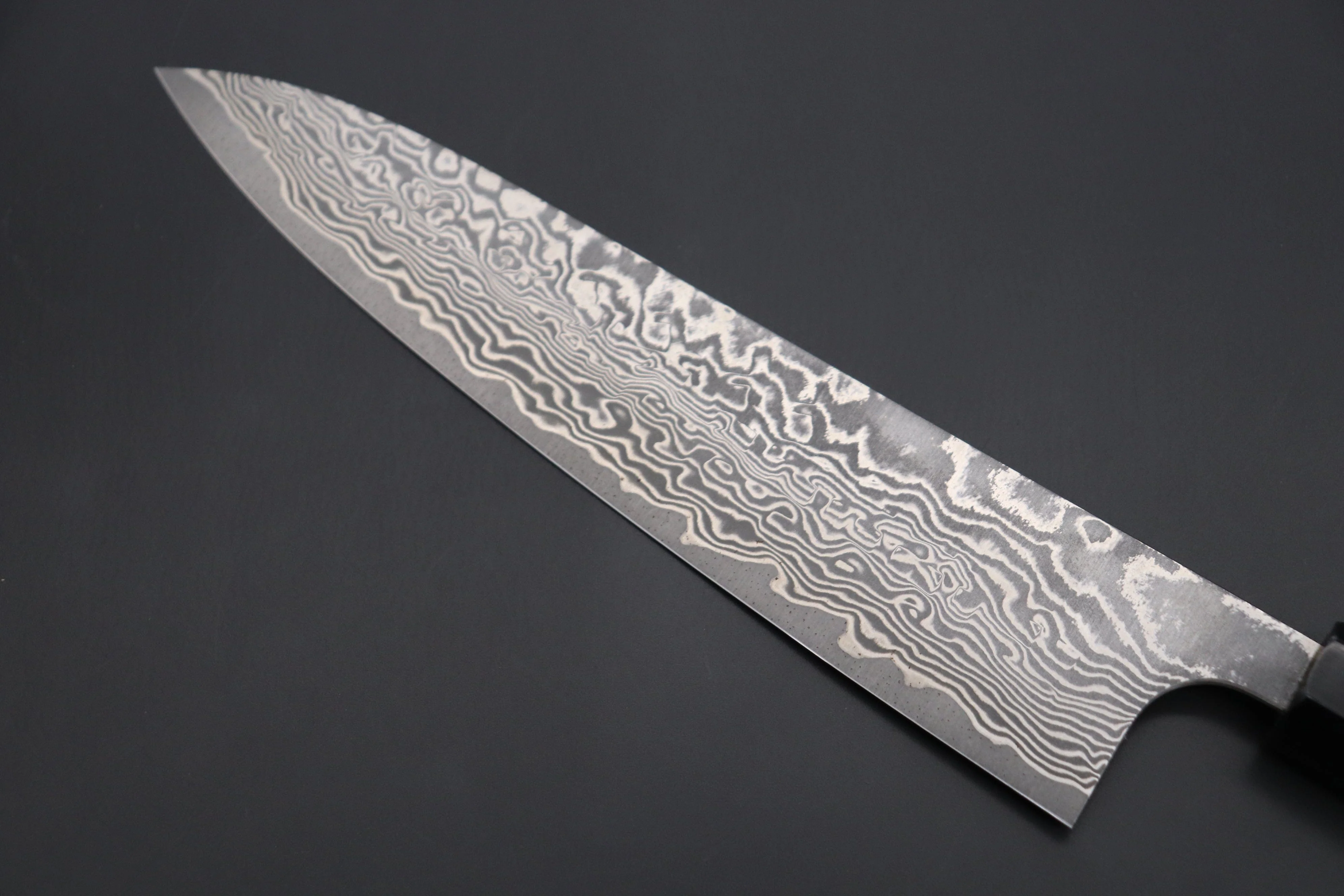 Fu-Rin-Ka-Zan YUTAKA 豊佳 Series R-2 Damascus Edition FRYP-36 Wa Gyuto 210mm (8.2 inch, Ocean Blue Color Stabilized Maple Burl Wood Handle) - Image 7