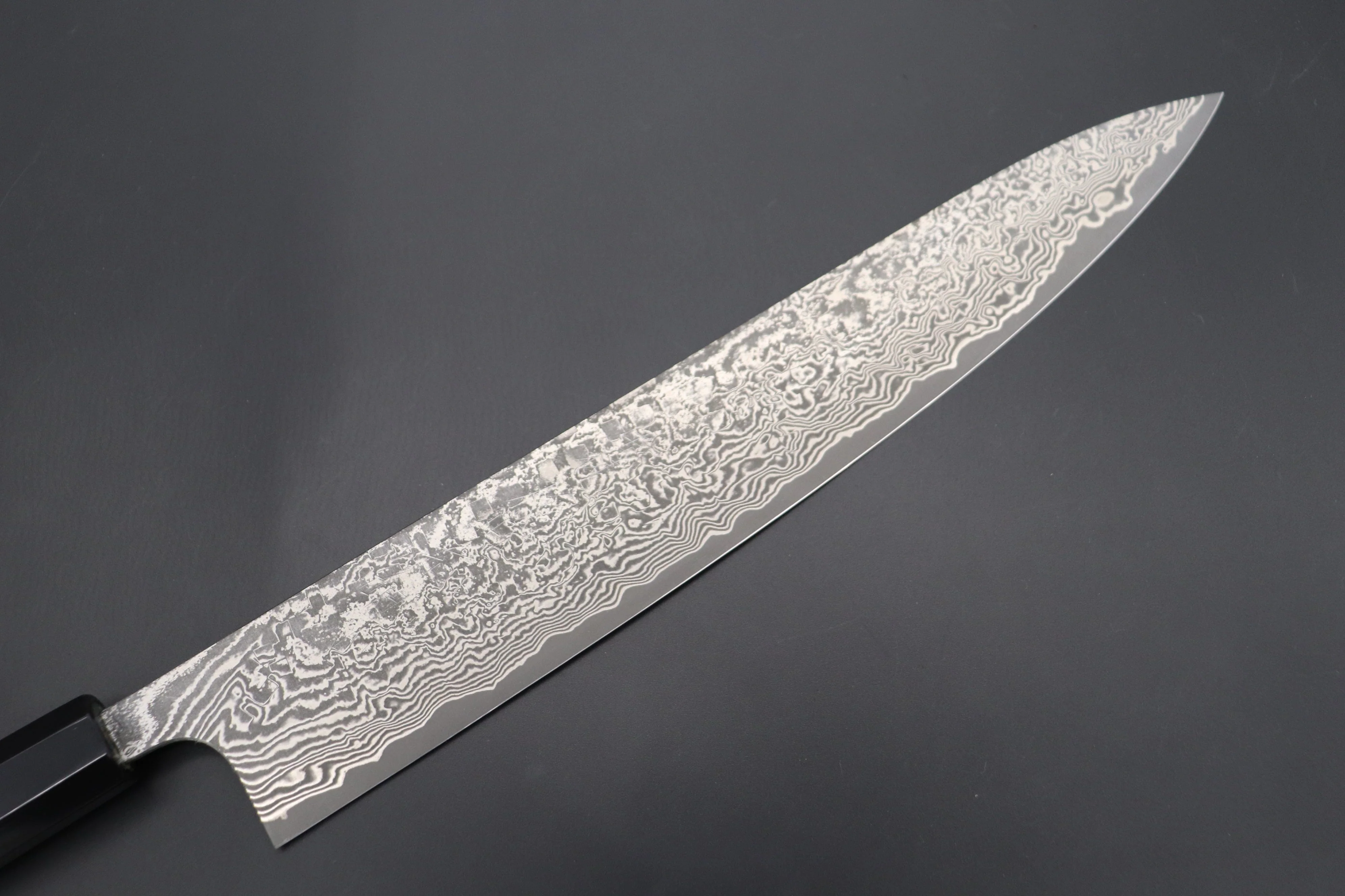 Fu-Rin-Ka-Zan YUTAKA 豊佳 Series R-2 Damascus Edition FRYP-47 Wa Sujihiki 270mm (10.6 inch, Ocean Blue Color Stabilized Maple Burl Wood Handle) - Image 2