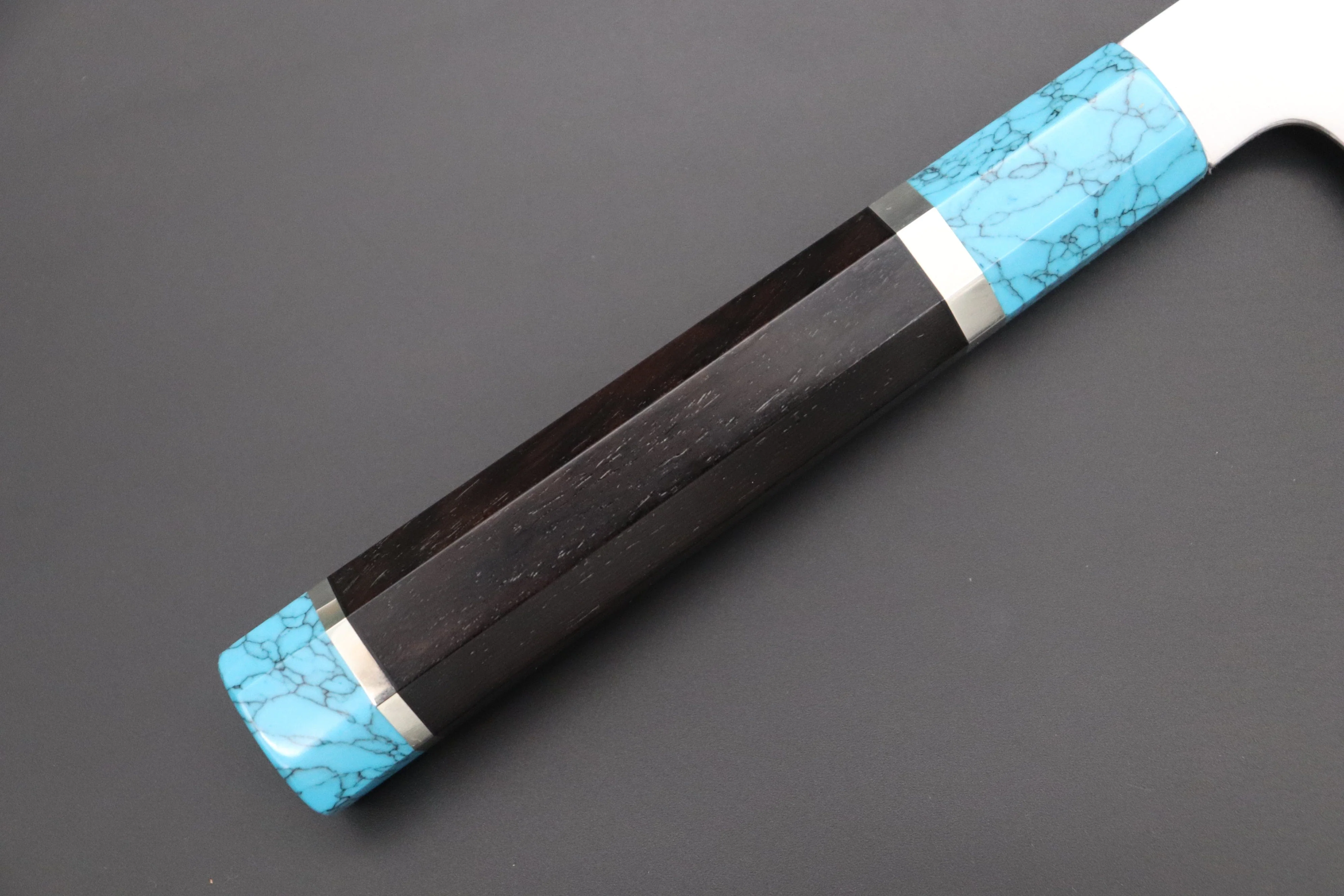 Fu-Rin-Ka-Zan YUTAKA 豊佳 Series R-2 Edition FR2YP-41 Wa Gyuto 270mm (10.6 Inch, Octagonal Ebonywood Handle with Turquoise Composite Stone Ferrule & Butt with Nickel Silver Spacers) - Image 3