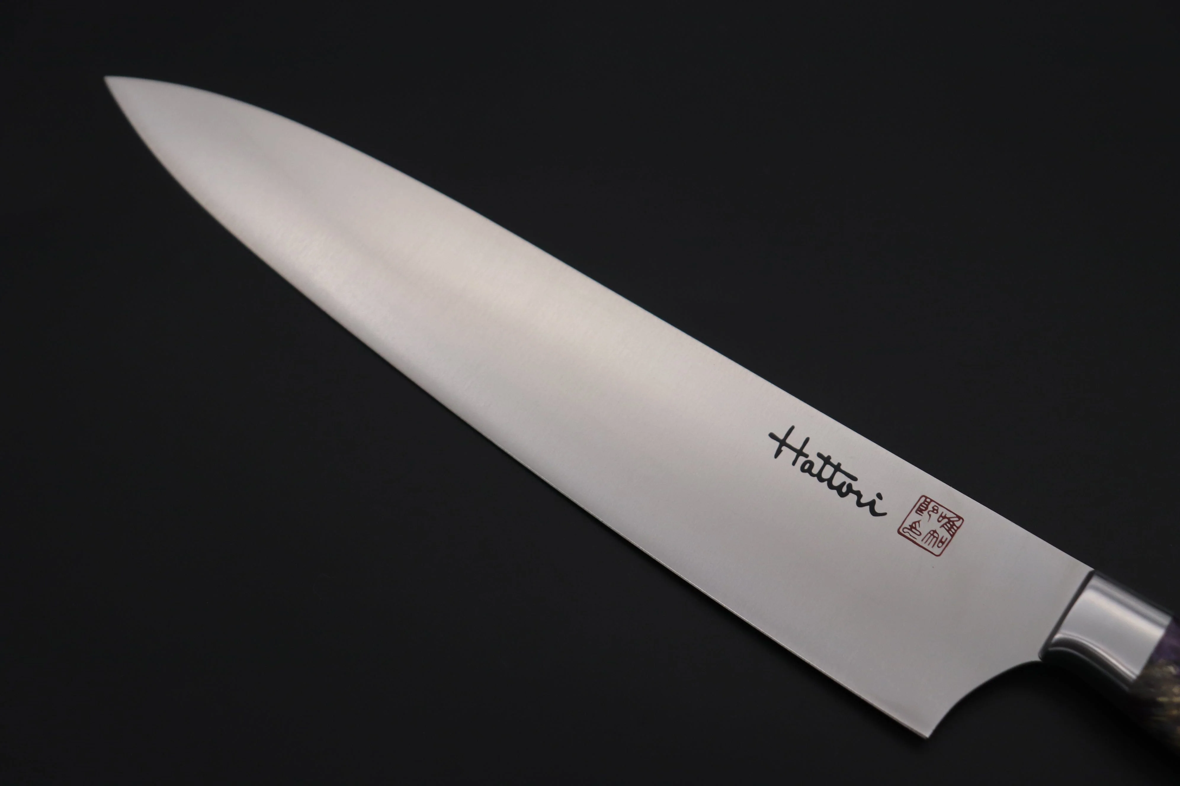 Hattori Forums Custom Limited Edition FH Solid VG-10 Series FH-7SPPURPLE Gyuto 240mm (9.4 Inch, PURPLE Color Stabilized Box Elder Wood Handle) - Image 2