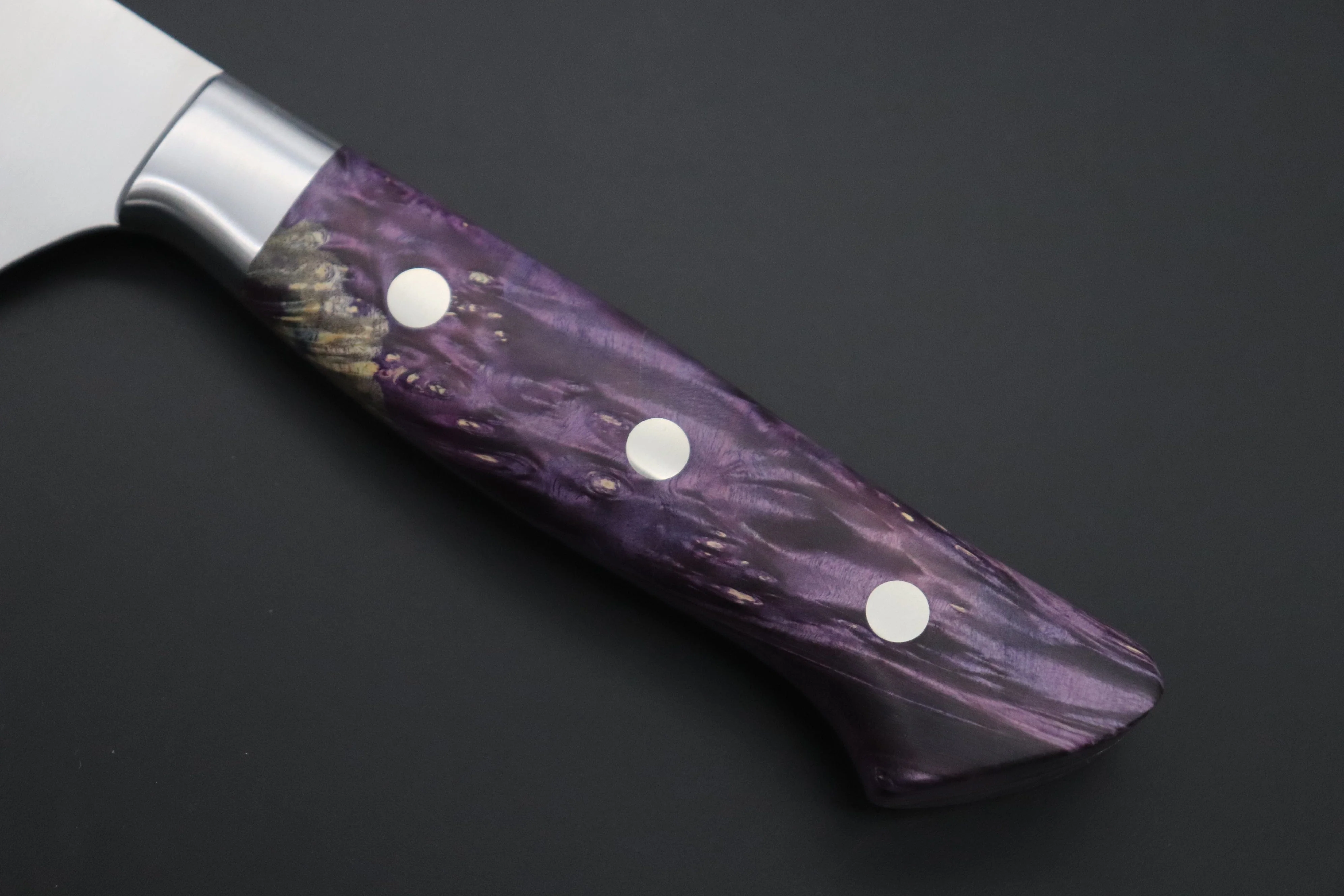 Hattori Forums Custom Limited Edition FH Solid VG-10 Series FH-7SPPURPLE Gyuto 240mm (9.4 Inch, PURPLE Color Stabilized Box Elder Wood Handle) - Image 3