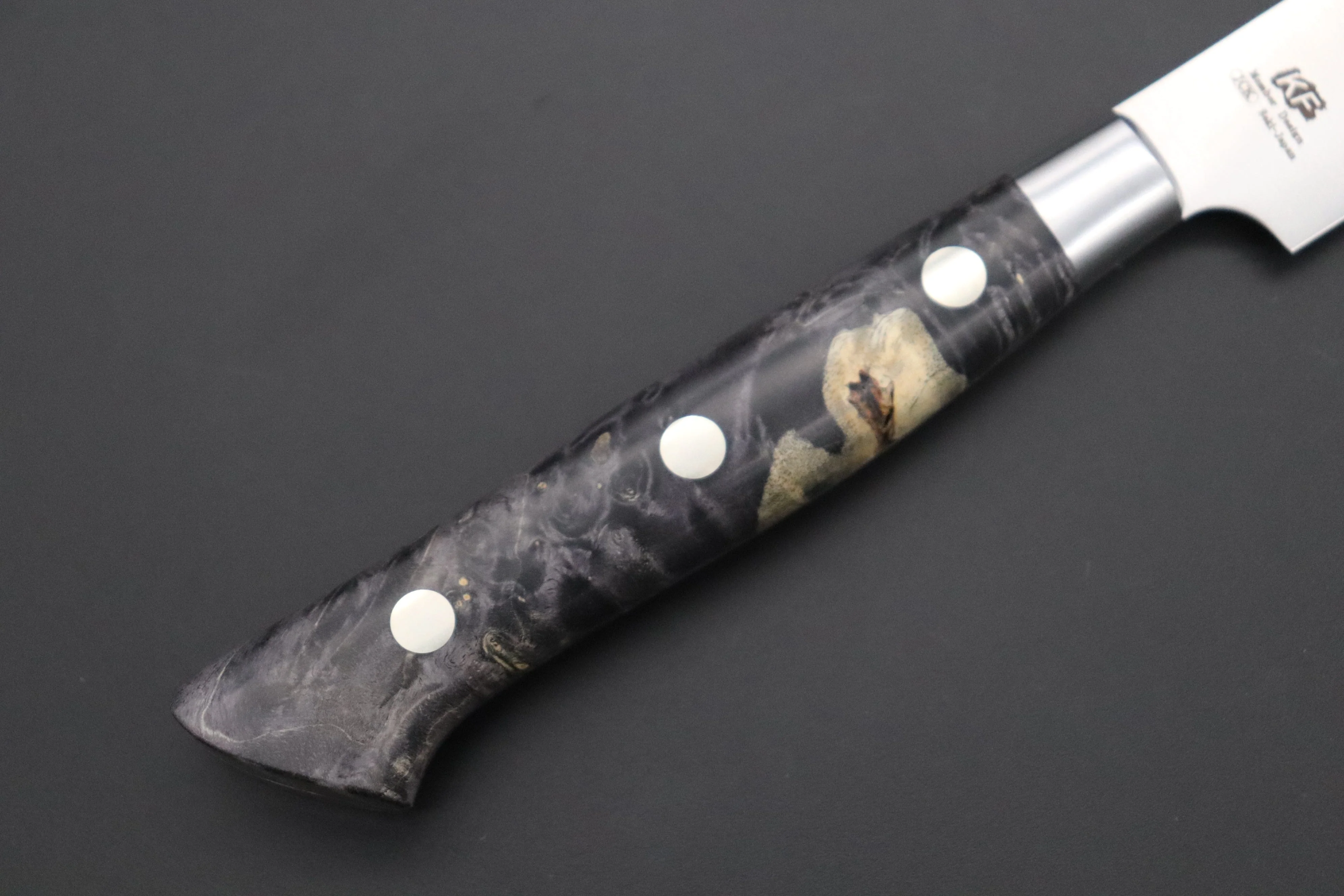Hattori Forums Custom Limited Edition, FH Solid VG-10 Series FH-2SPBlack Petty 120mm (4.7 Inch, Black Color Stabilized Box Elder Wood Handle) - Image 7