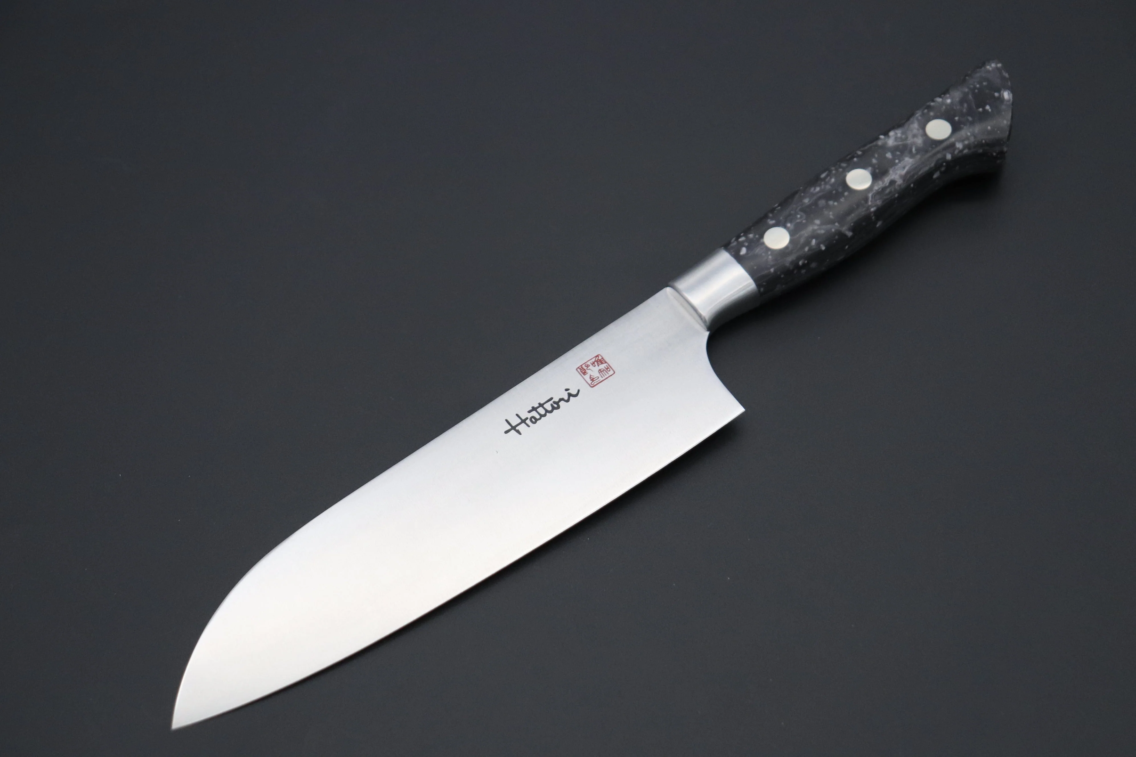 Hattori Forums FH Solid VG-10 Series Limited Edition "SNOW IN THE DARK" Santoku 170mm (6.6 Inch, Dupont Corian® Handle)