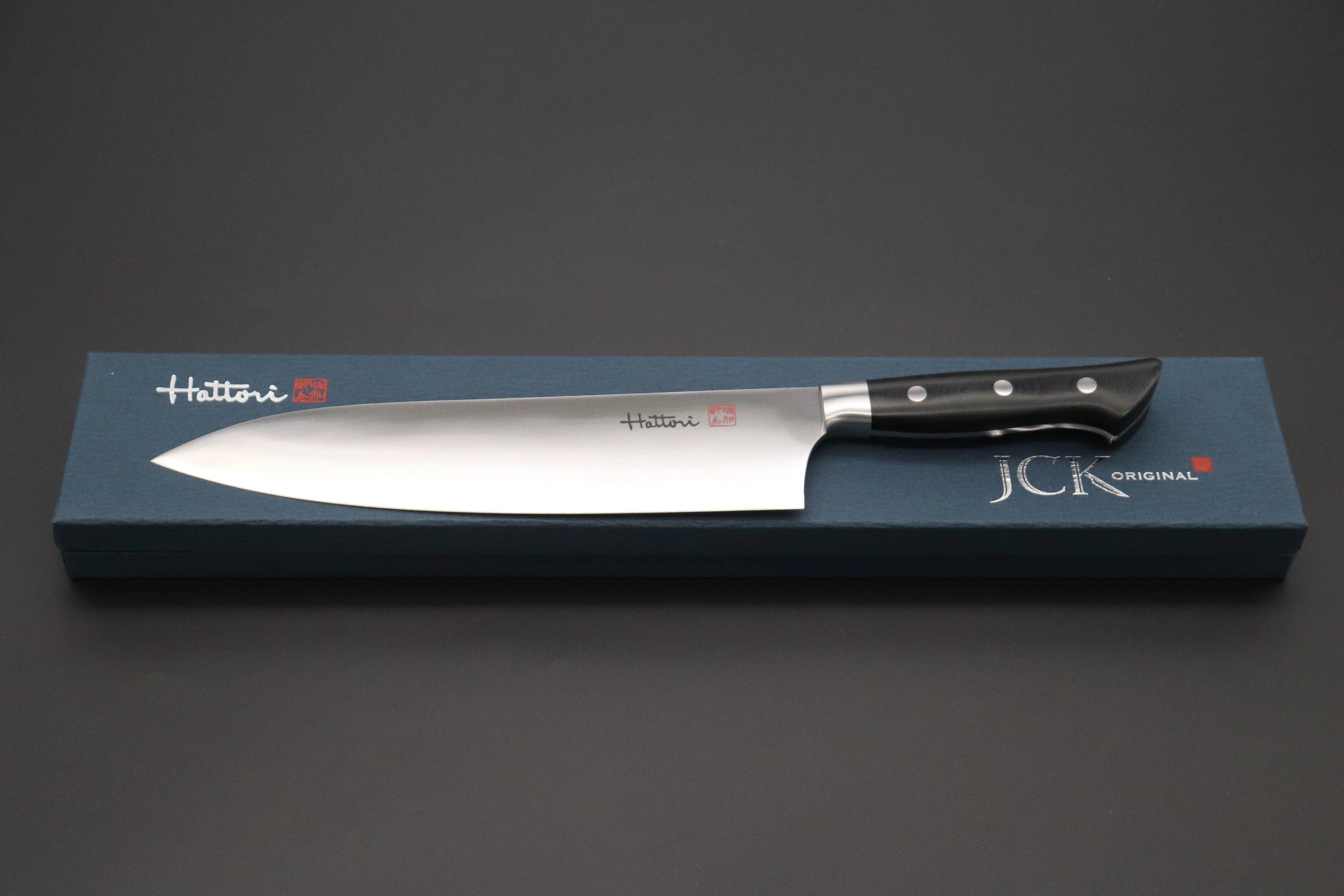 Hattori Forums FH Series Western Deba (165mm and 240mm, Black Linen Micarta Handle) - Image 7