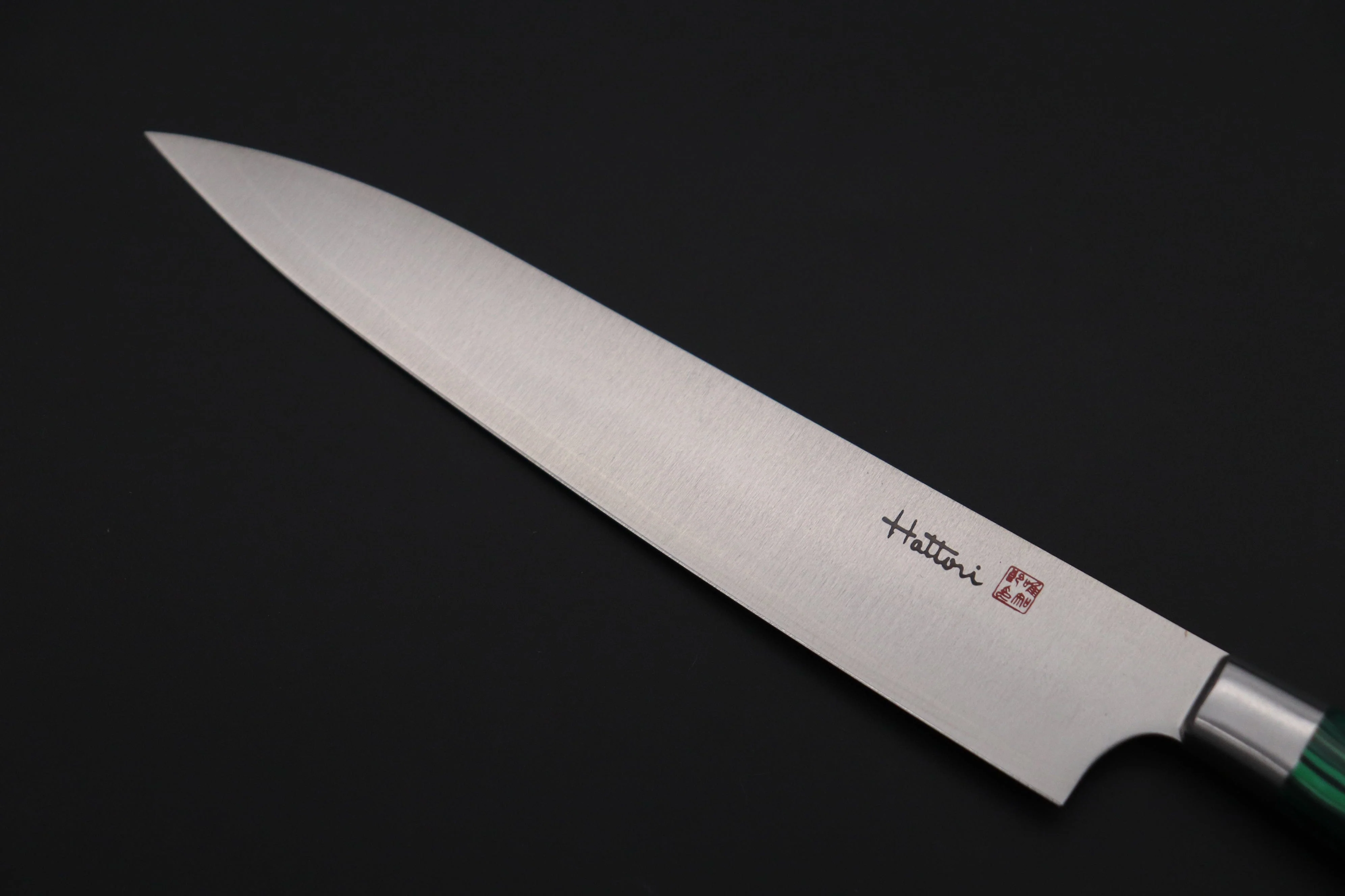 Hattori Forums "NOAH" Series FHN-3SPGM Petty 150mm (5.9 Inch, Green Malachite Gem-Composite-stone Handle) - Image 2
