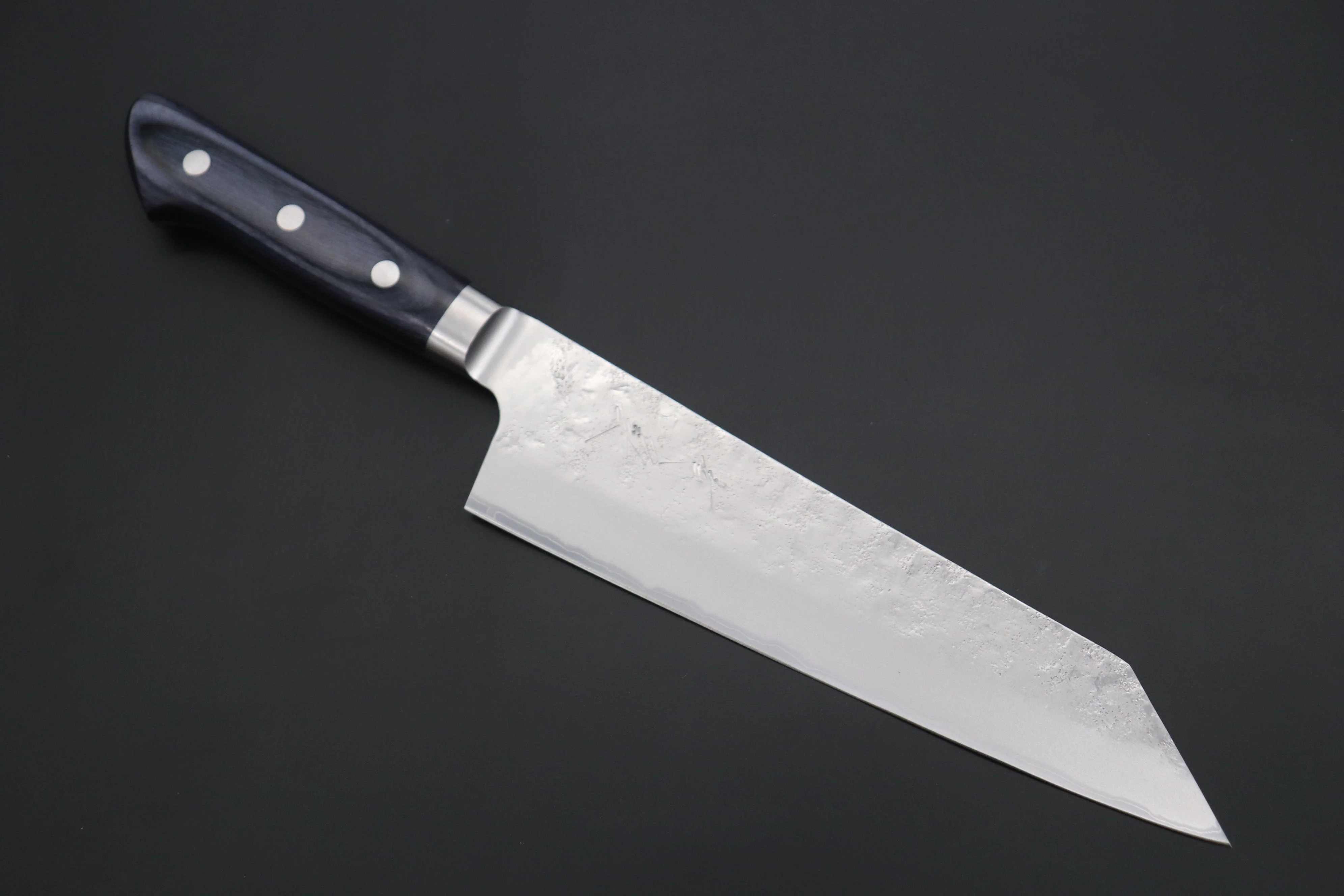 JCK Natures 青雲 Blue Clouds Series BCBP-2 Blue Steel No.2 Nashiji Bunka (Kiritsuke) 190mm (7.4 inch, Royal Blue-Purple Pakka Wood Handle)