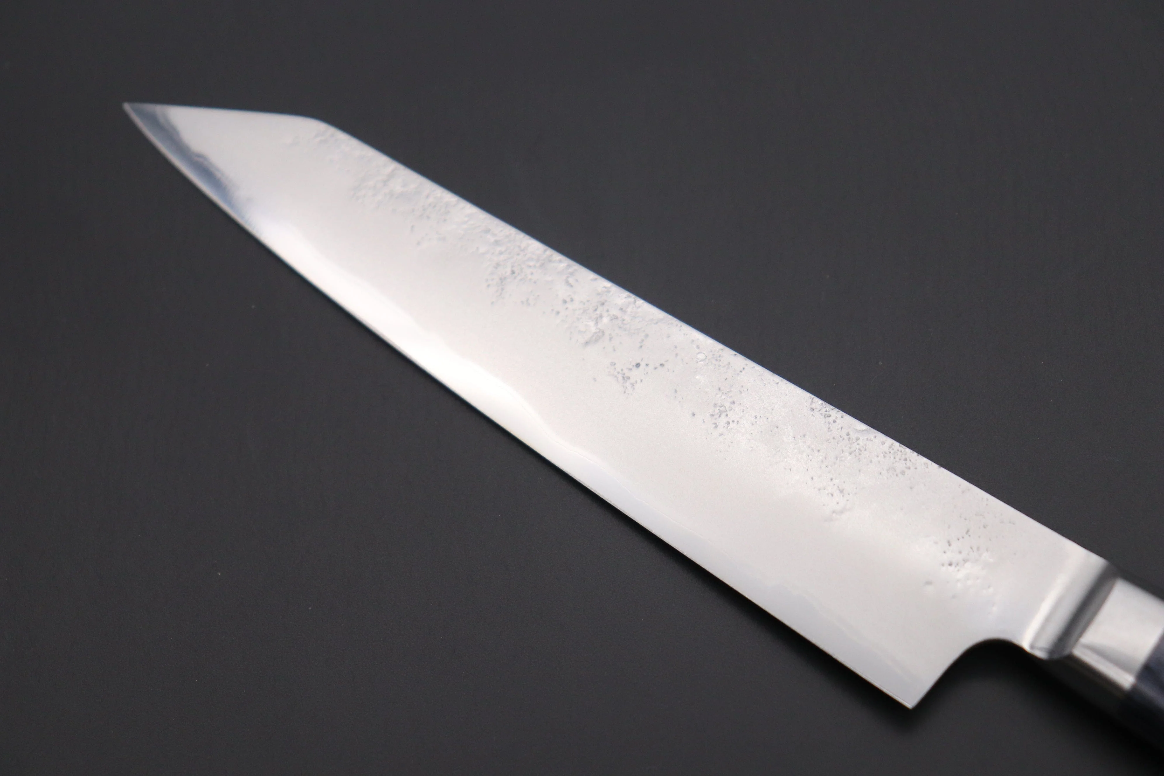 JCK Natures 青雲 Blue Clouds Series BCBP-1 Blue Steel No.2 Nashiji Kiritsuke (Bunka) Petty 140mm (5.5 inch, Royal Blue-Purple Pakka Wood Handle) - Image 6