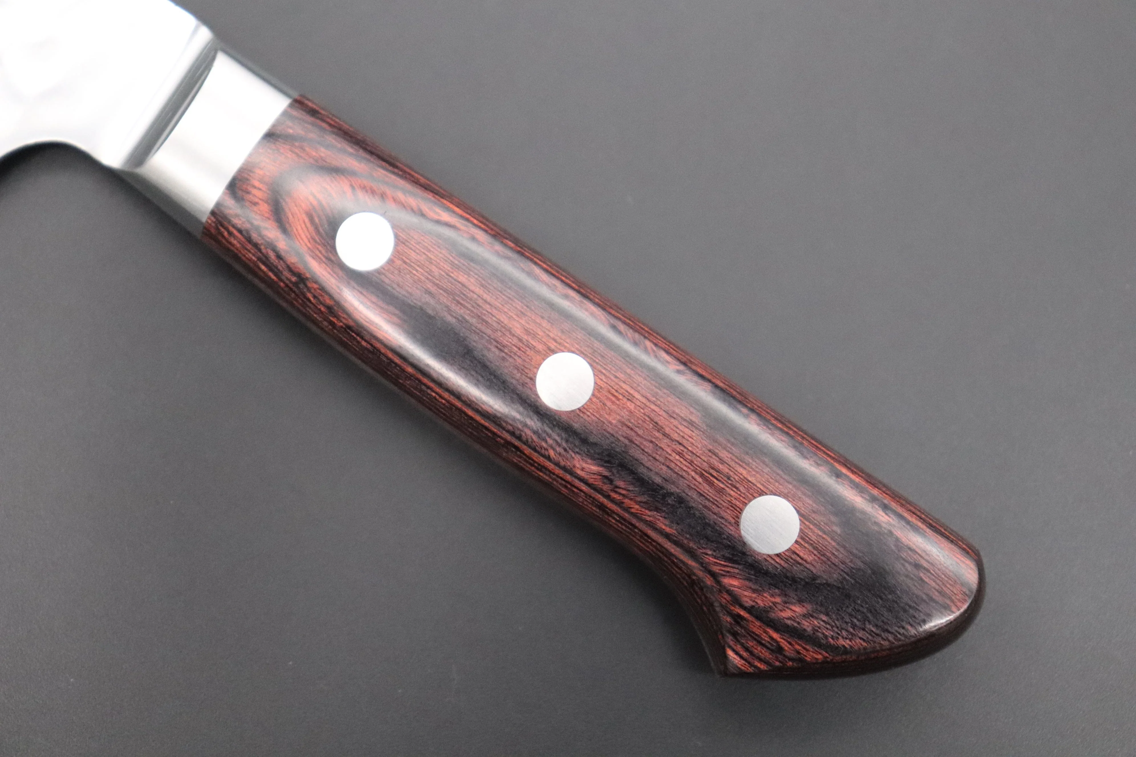 JCK Natures 金雲 Golden Clouds Series GC-2 AUS10 Tsuchime Hammered Bunka (Kiritsuke) 190mm (7.4 inch, Golden-brown Color of the Mahogany Pakka wood Handle) - Image 8