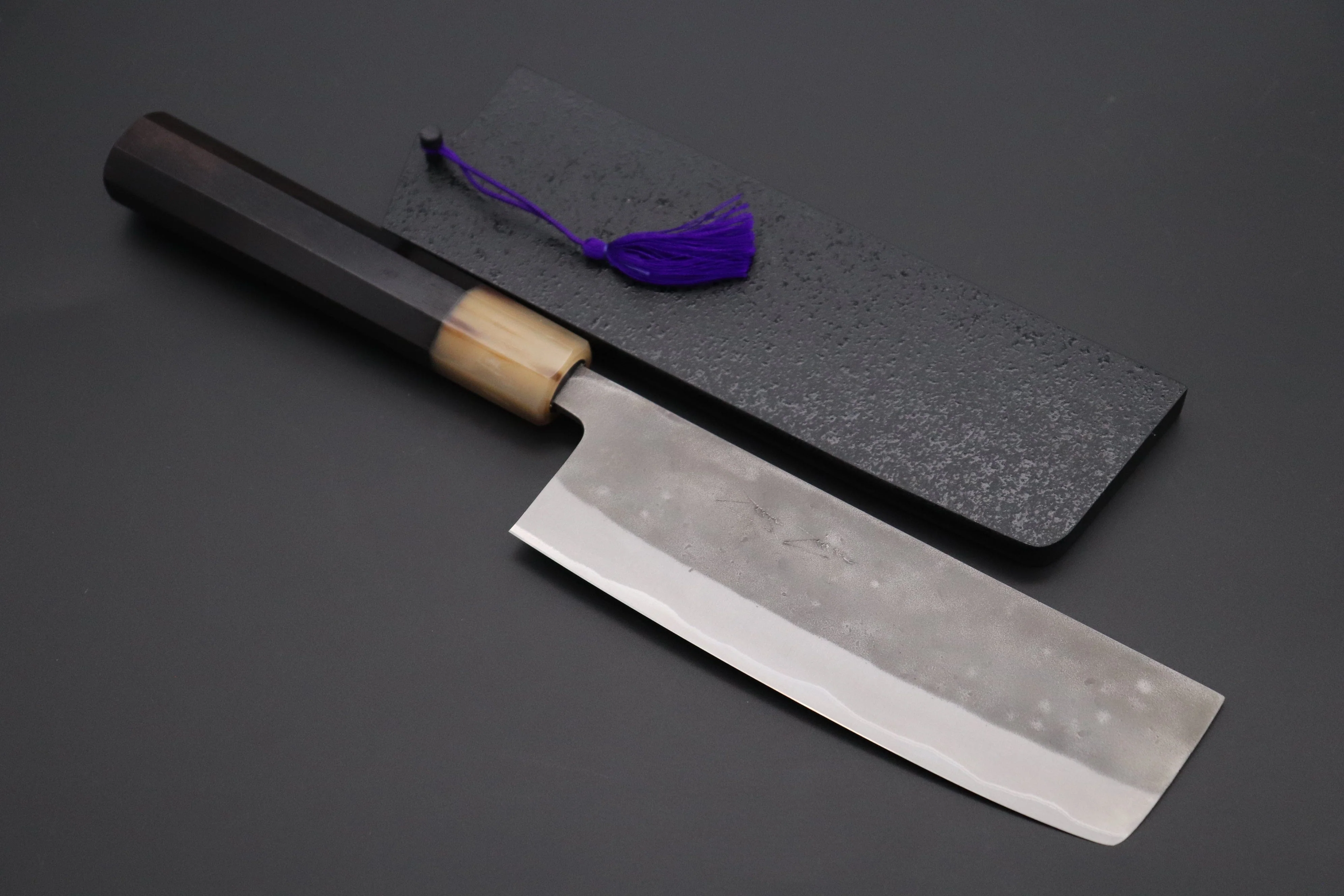 JCK Natures "Super Blue Moon Series" BMS-4E Nakiri 165mm (6.4 inch, Octagonal Ebonywood Handle)