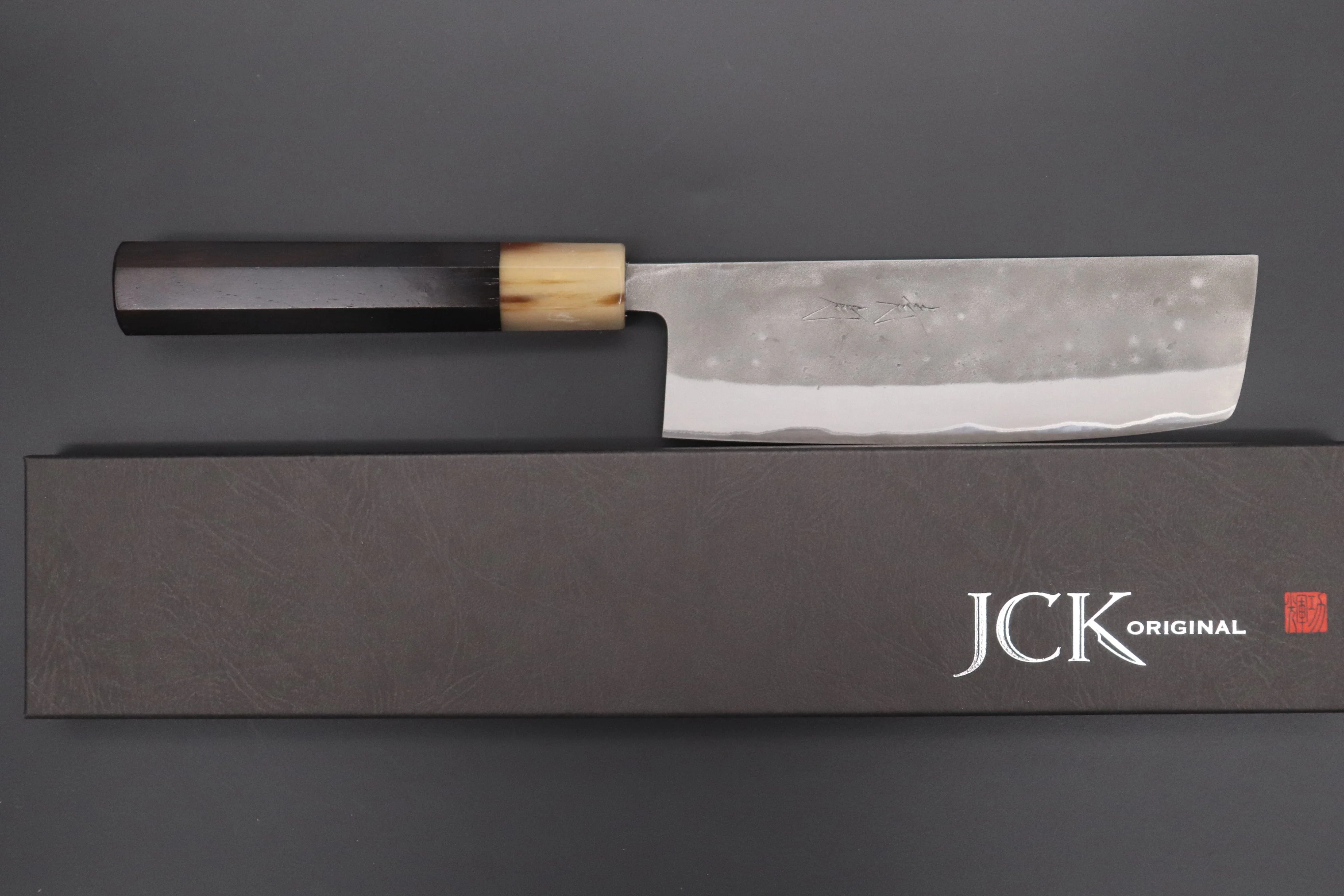 JCK Natures "Super Blue Moon Series" BMS-4E Nakiri 165mm (6.4 inch, Octagonal Ebonywood Handle) - Image 8