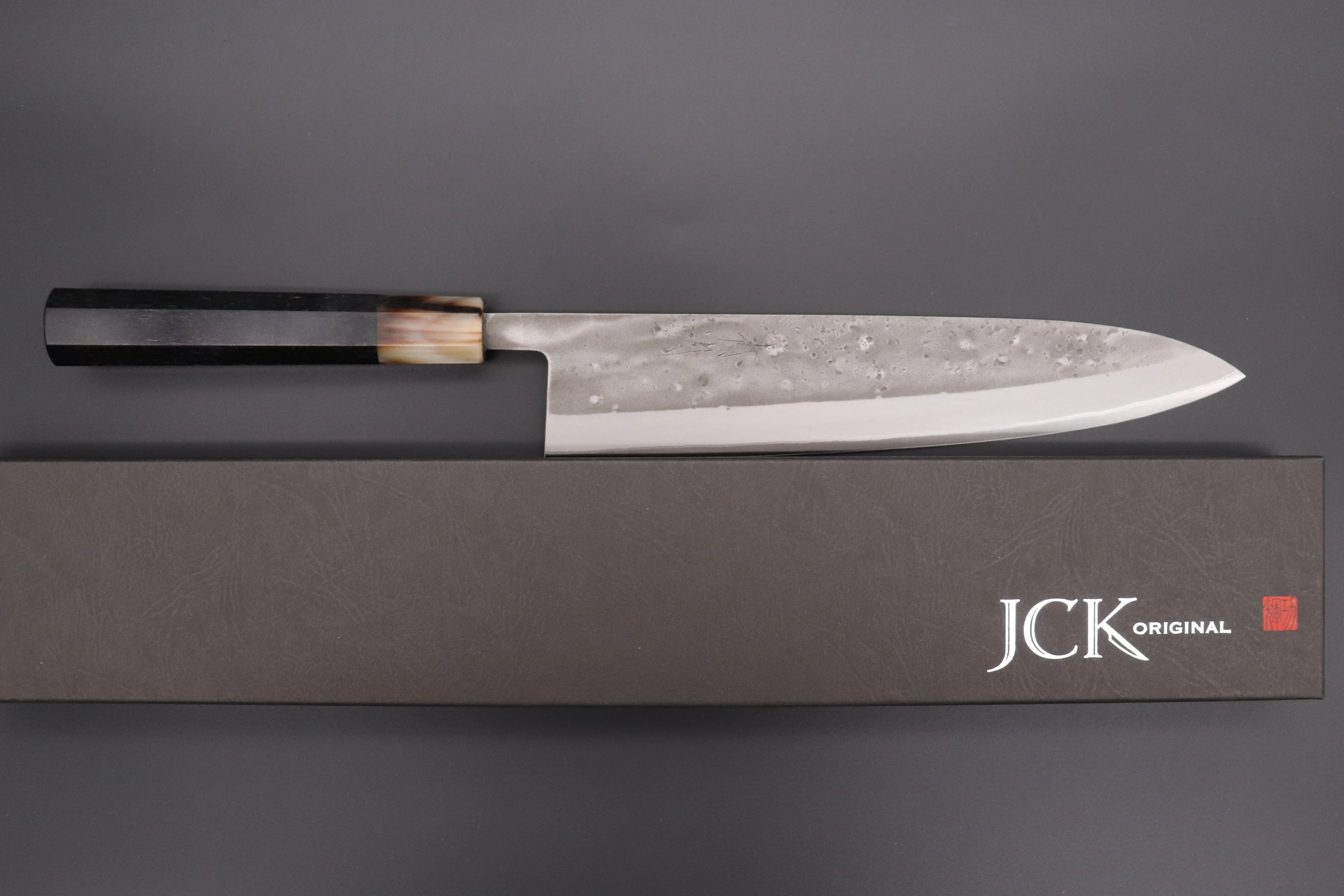 JCK Natures "Super Blue Moon Series" BMS-5LE Wa Gyuto 240mm (9.4 inch, Octagonal Ebonywood Handle) - Image 8