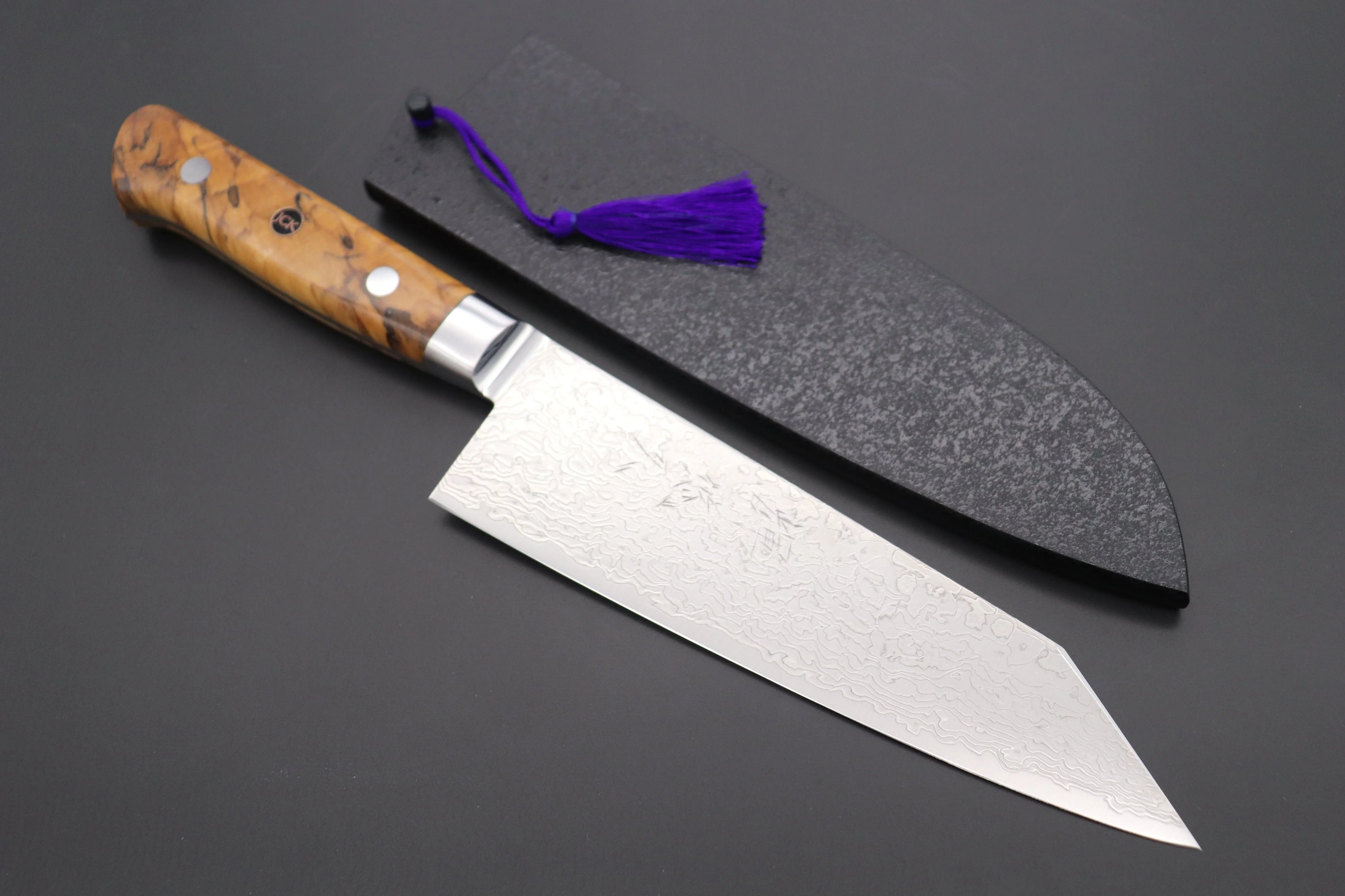 JCK Original Kagayaki Grand Canyon R-2 White & Silver Damascus Series GCYU-28 Bunka | Kiritsuke 175mm (6.8 Inch)