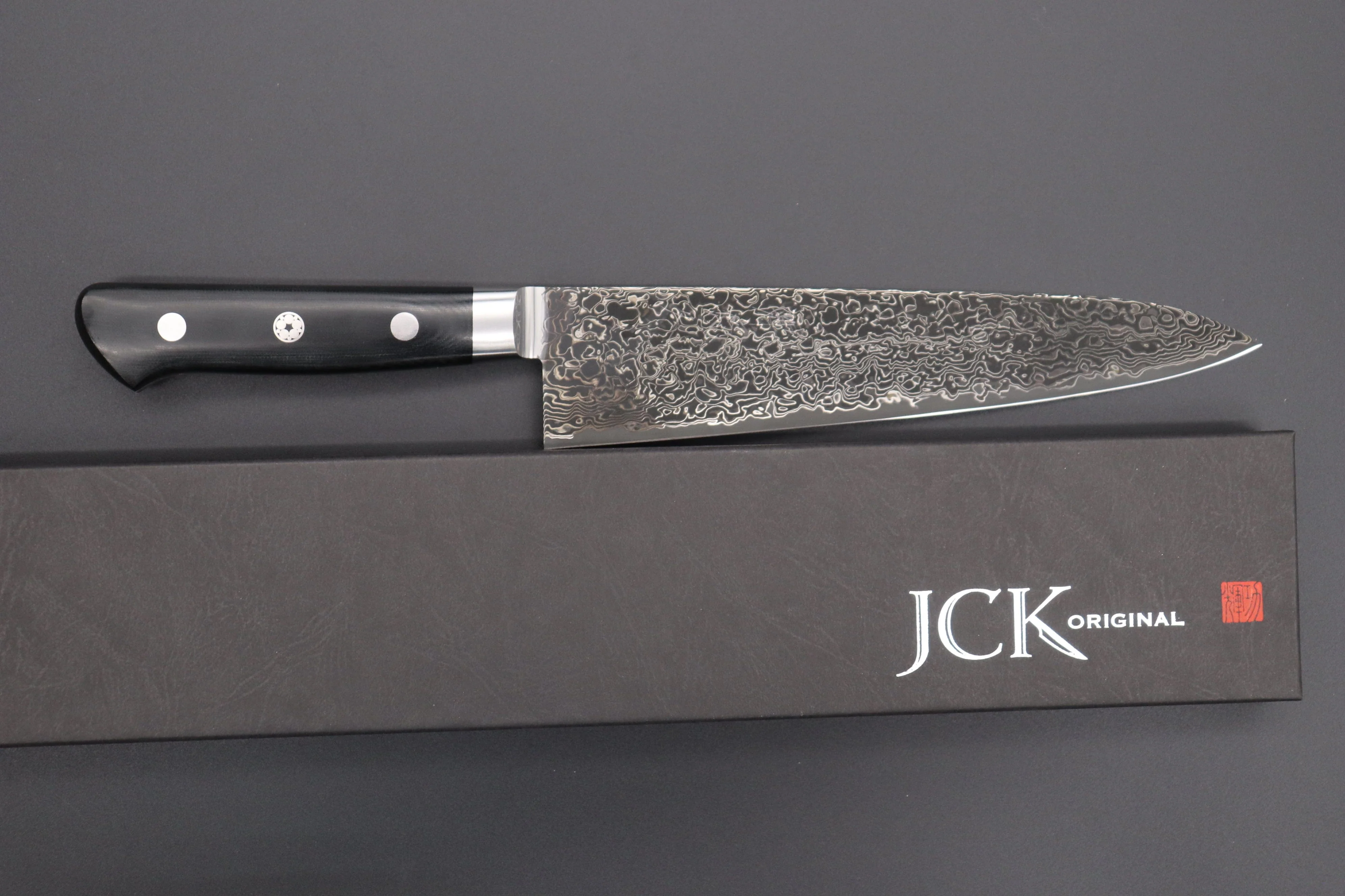 JCK Original Kagayaki R-2 Black Damascus Series YU-3 Gyuto 210mm (8.2inch) - Image 9