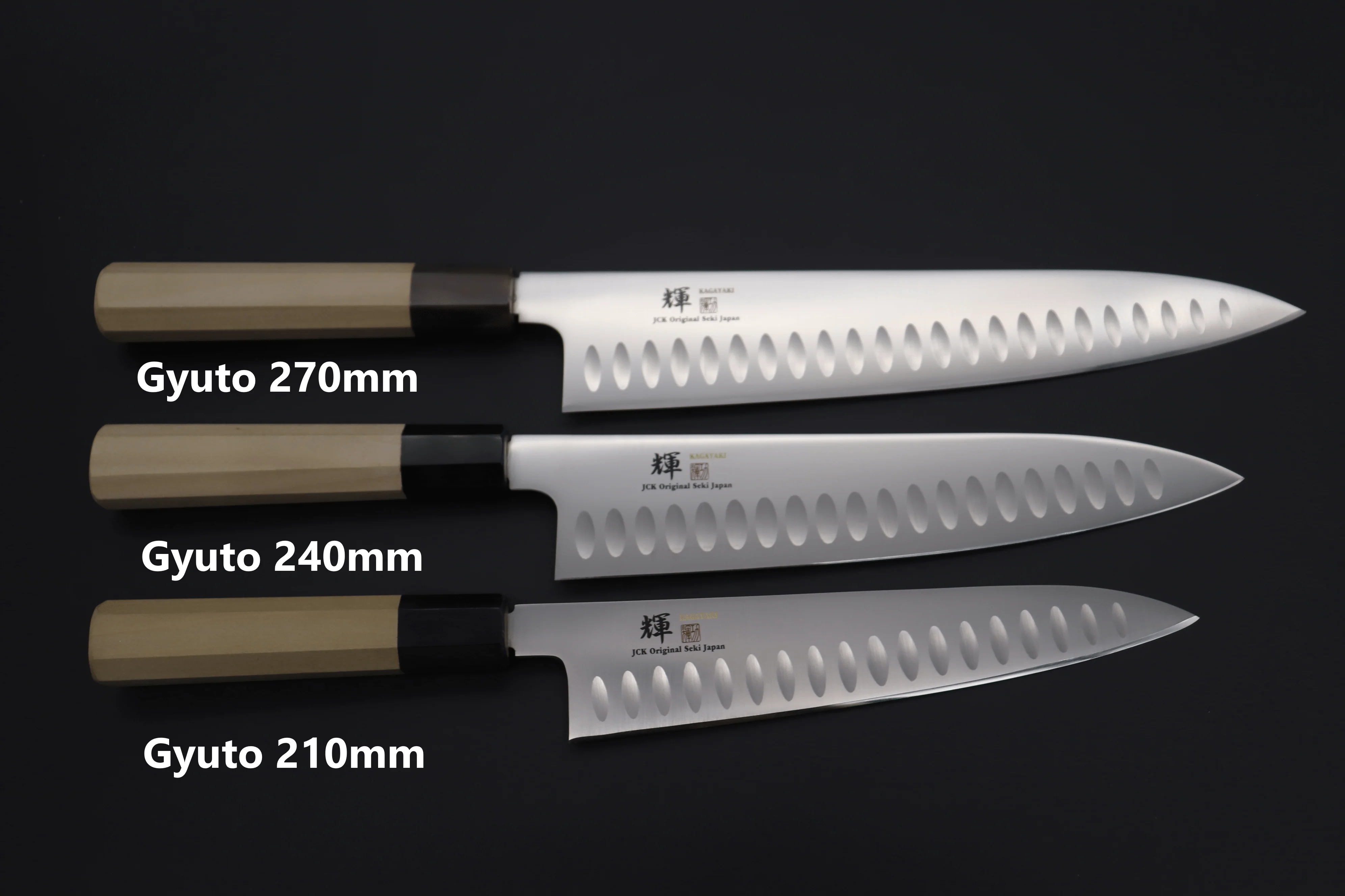 JCK Original Kagayaki Basic WA Series VG-10 Wa Gyuto with Dimples (210mm and 270mm, 3 Sizes) - Image 10