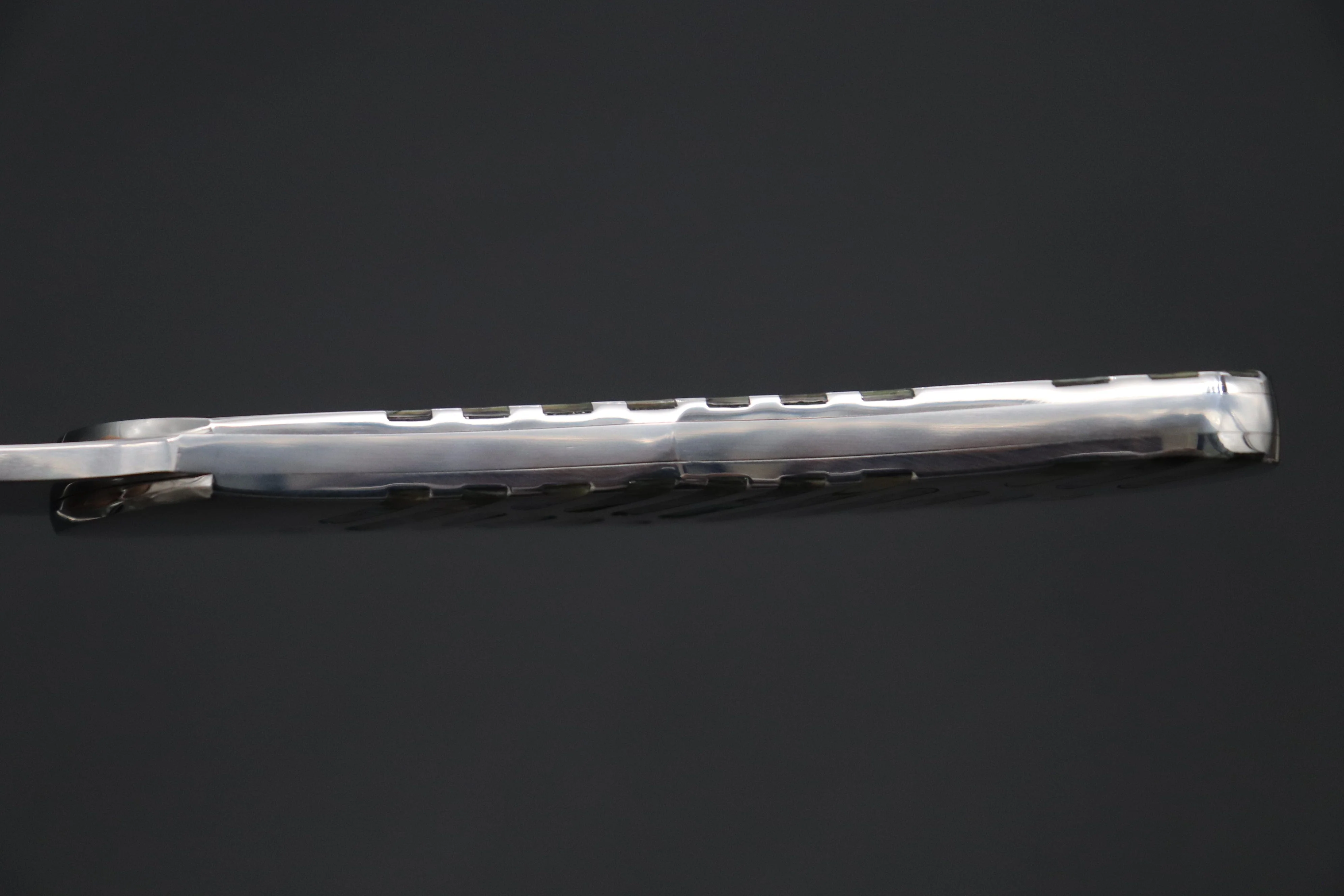 Koji Hara KH-540 M-390 Perfect Mirror Polish, Custom Utility Steak Knife "Circle Abalone" - Image 9