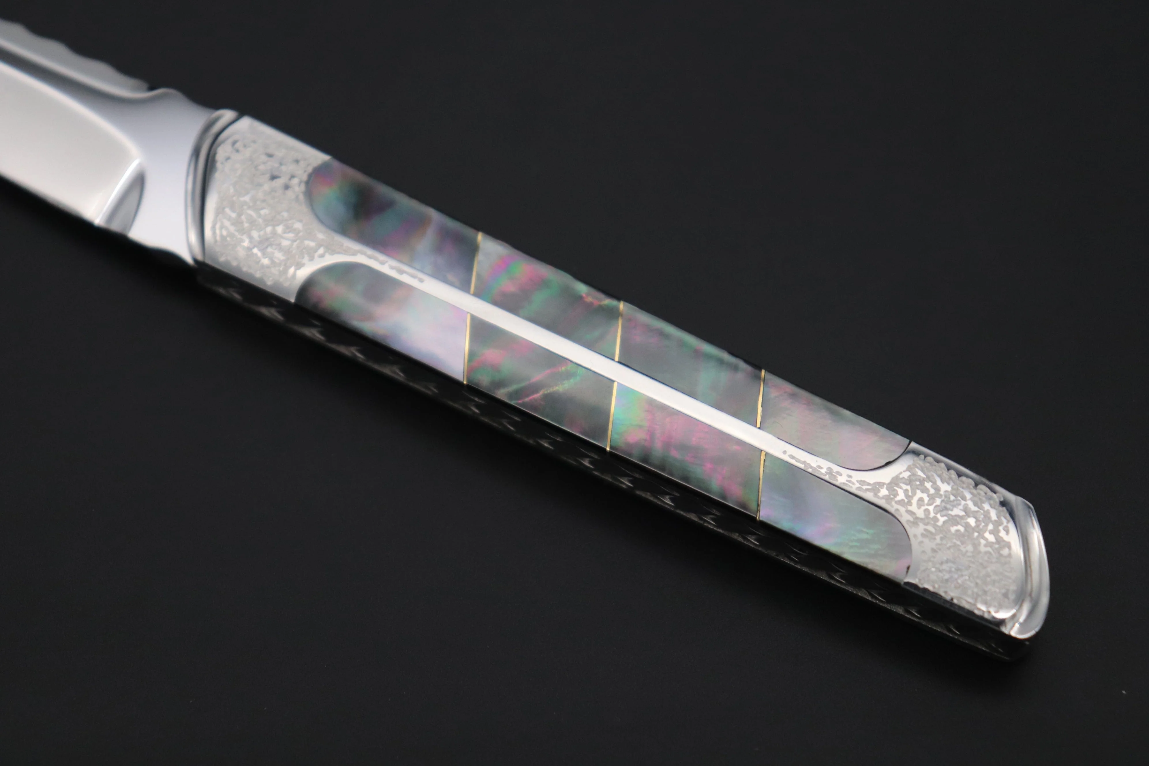 Koji Hara KH-550 M-390 Perfect Mirror Polish, Custom Utility Steak Knife "Silver Tanto" - Image 3