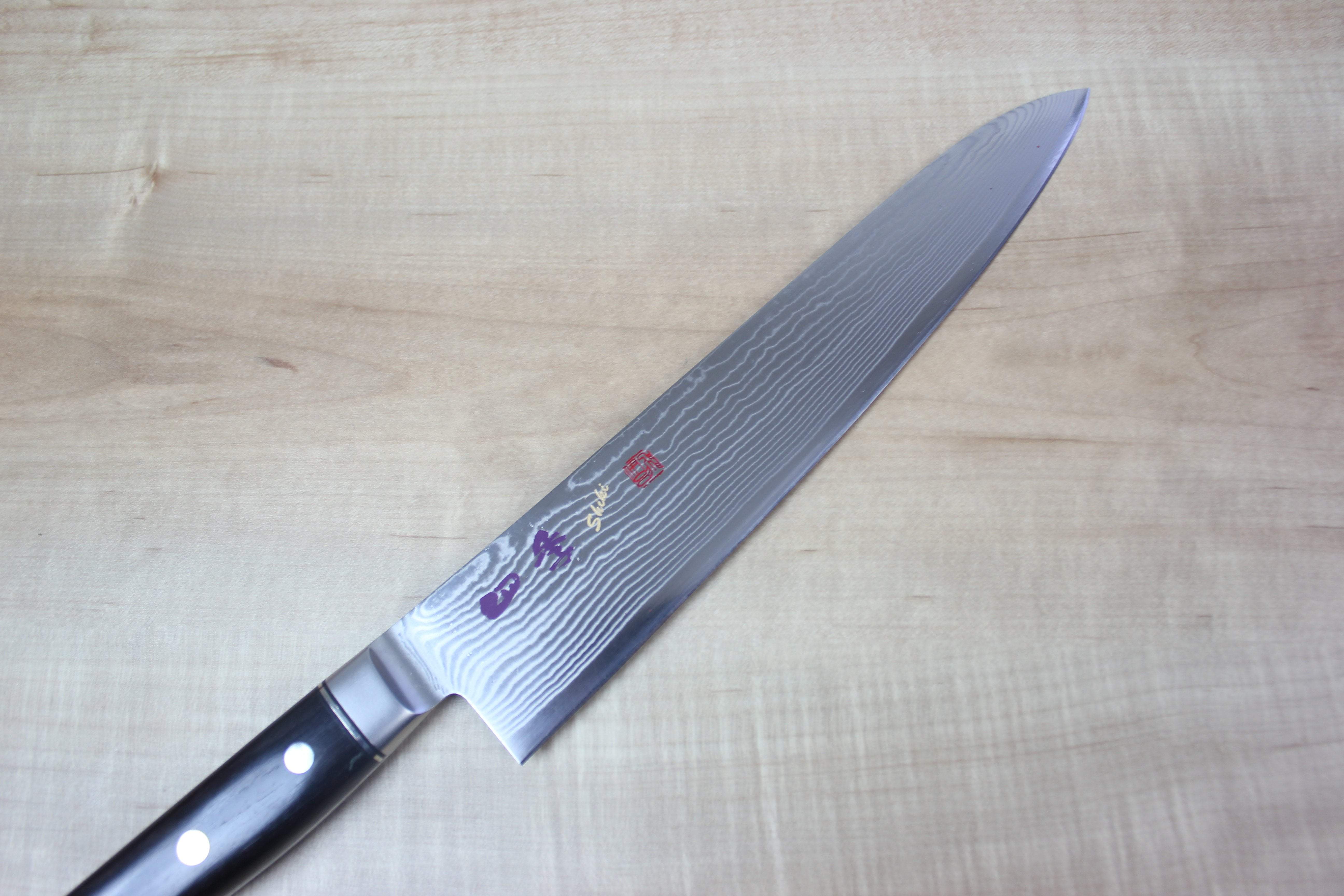 Limited Edition,  SHIKI 守護神 Guardian Series "Calm Wave Damascus Version" SKEI-6L Gyuto 240mm (9.4 inch, African Ebonywood Handle) - Image 2
