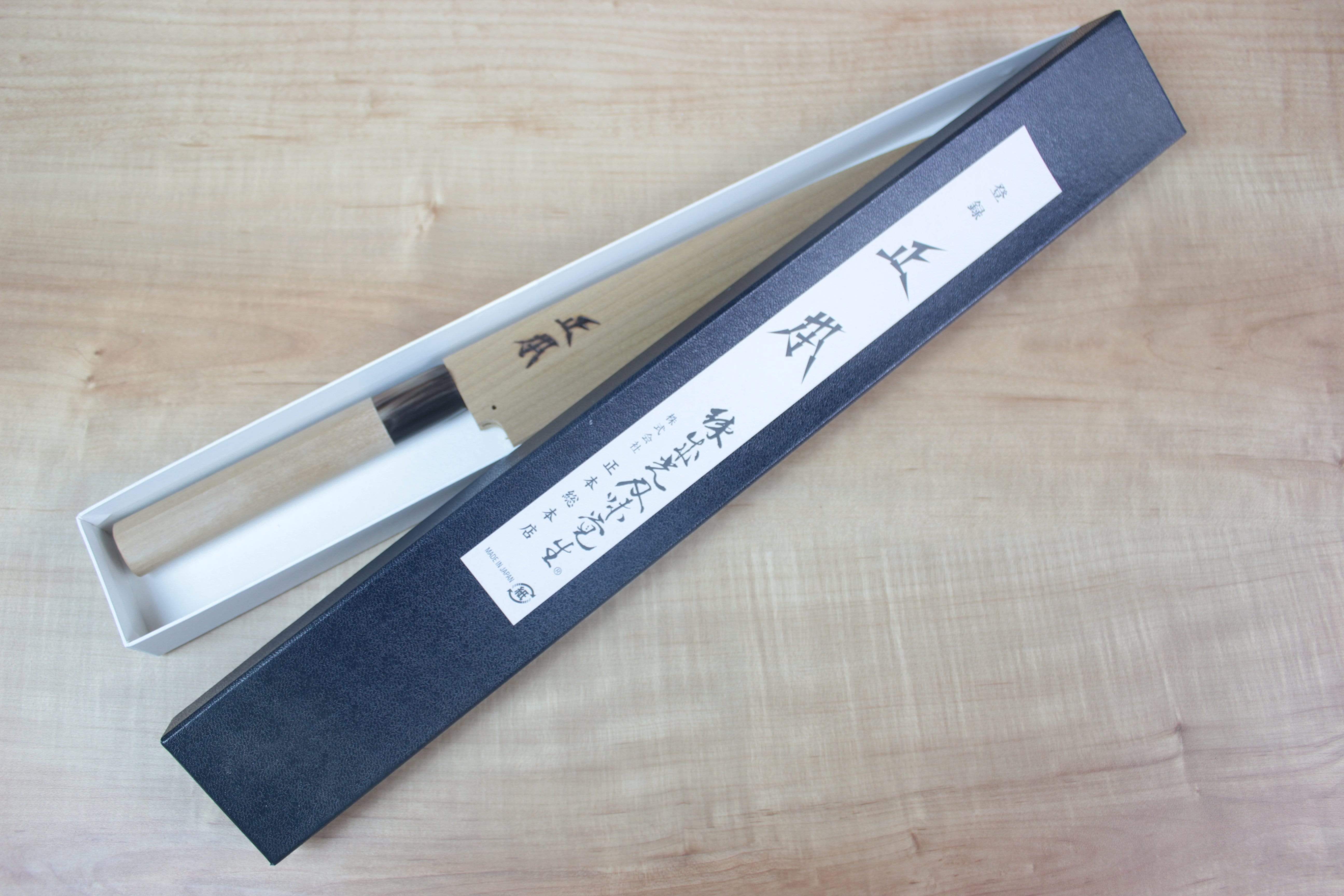 Masamoto KH Series Hon Kasumi Suminagashi Blue Steel No.2 Deba (150mm to 225mm, 6 sizes) - Image 5