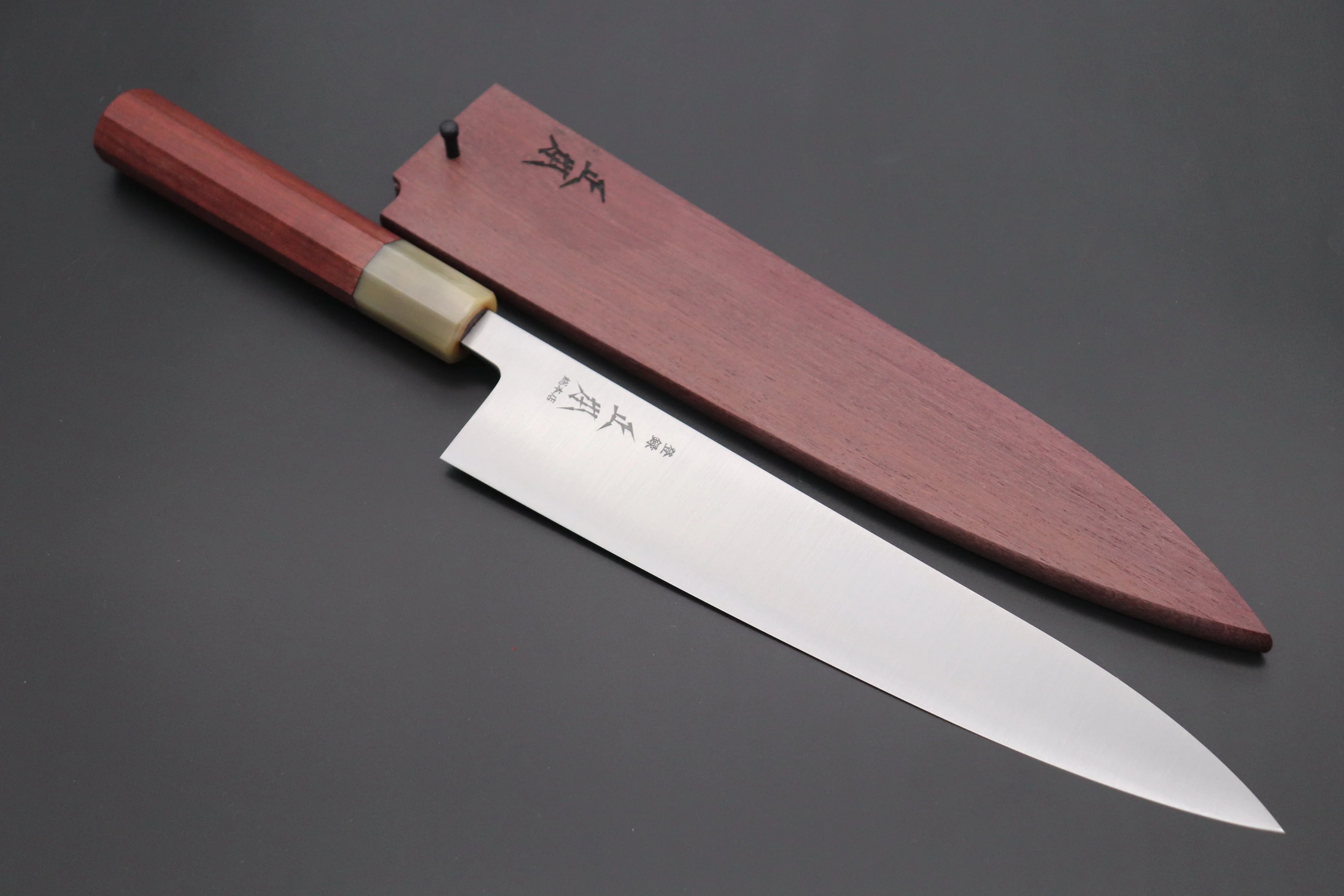 Masamoto Original Limited Edition KS Series White Steel No.2 KS-3124PHS Wa Gyuto 240mm “Purple-Heart Wood Handle & Saya”