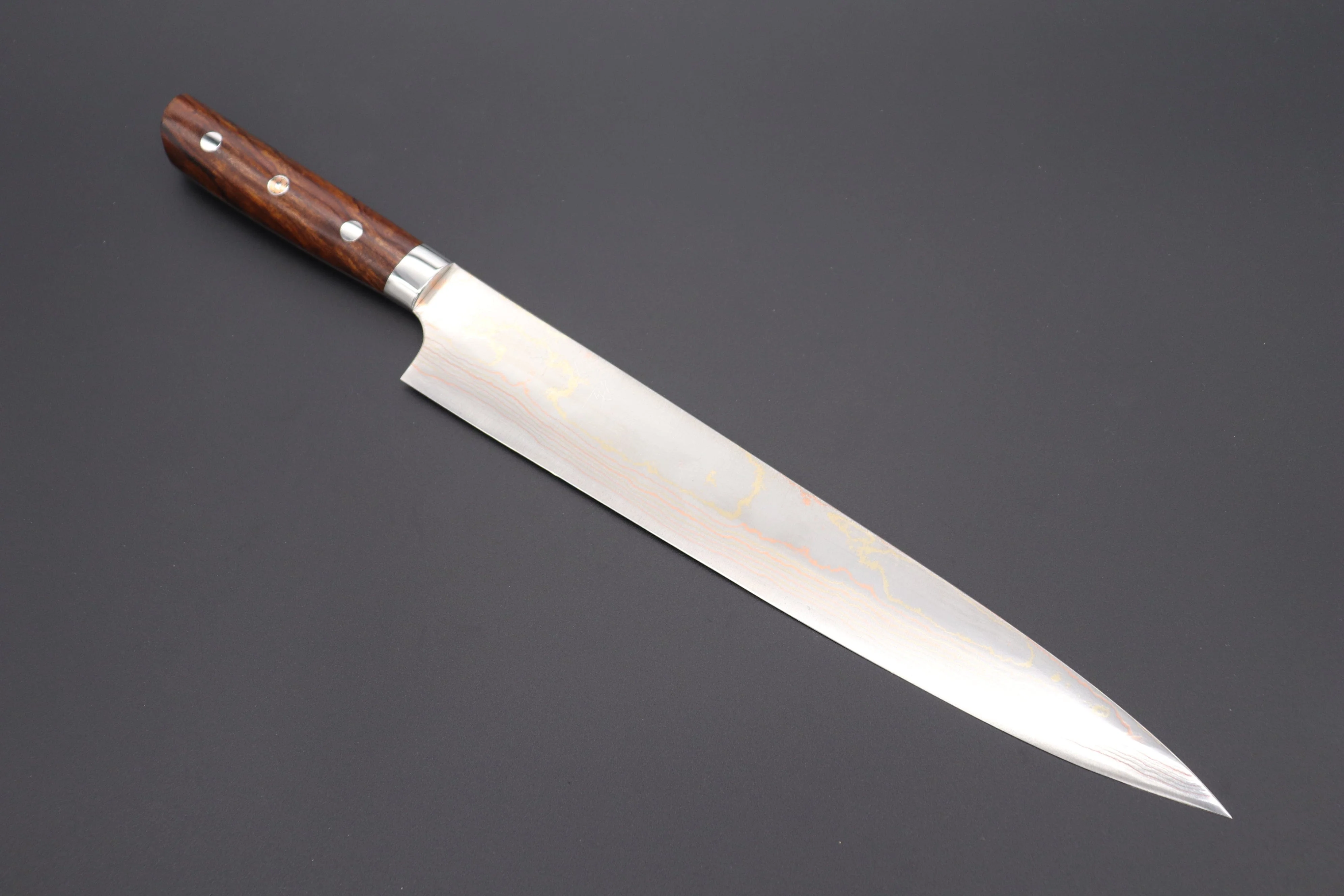 Master Saji Rainbow Damascus Series Sujihiki (240mm,270mm 2 sizes Ironwood Handle) - Image 9
