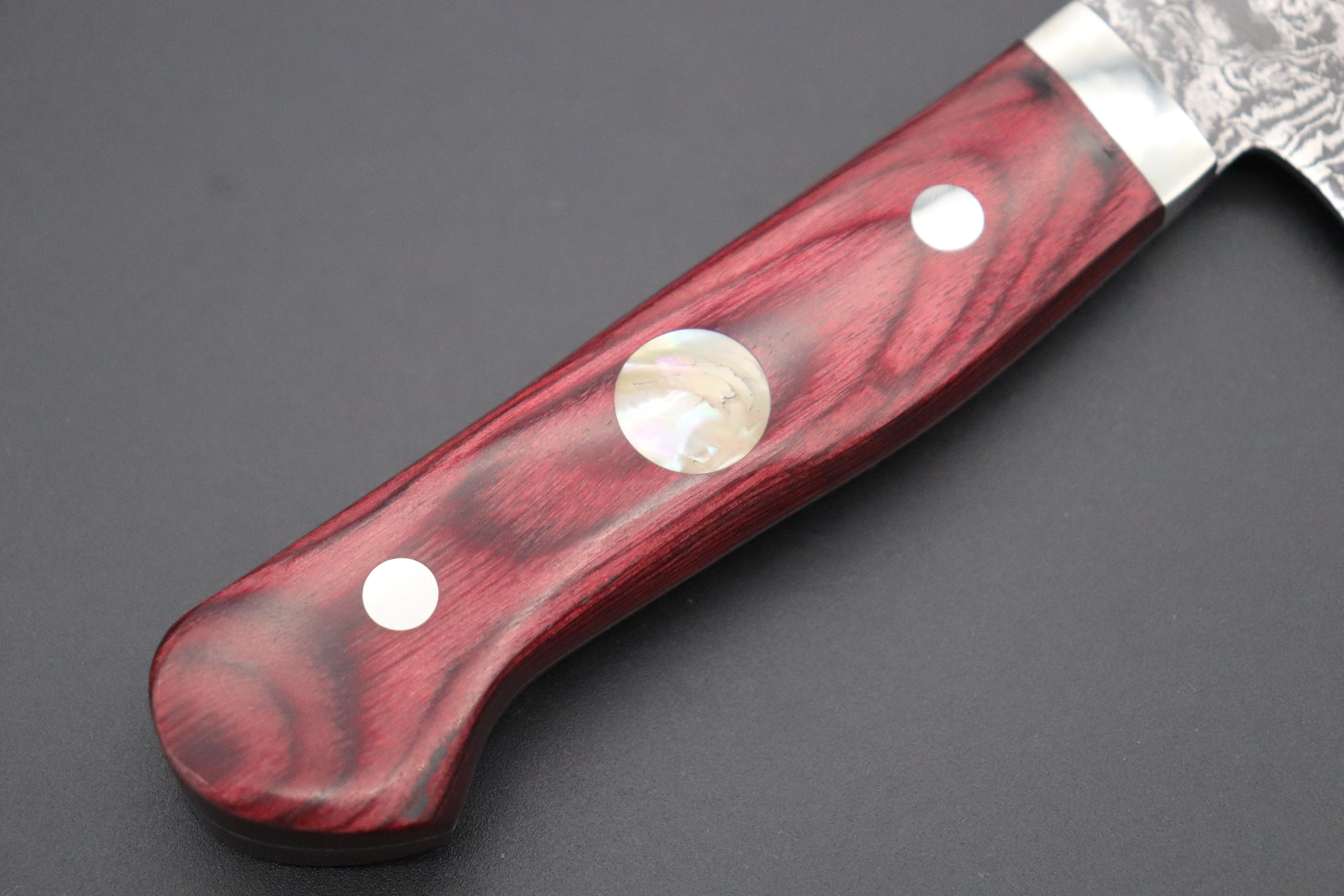 Mr. Itou “Luna Series” R-2 Custom Damascus Gyuto 170mm (6.6 inch) Red Wood-Micarta Handle (IT-140C) - Image 6